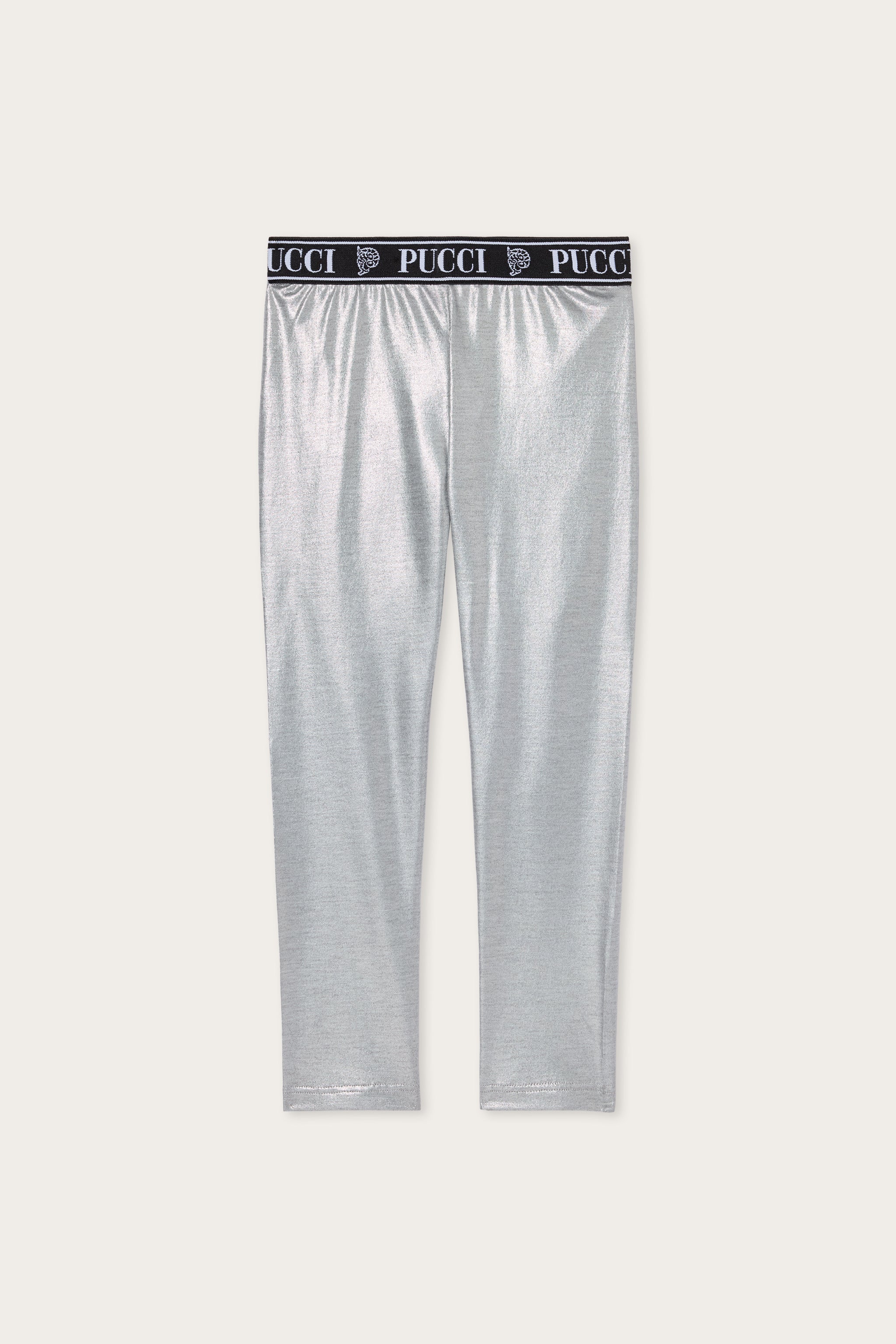 Emilio Pucci PANTS leggings laminé silver junior 10Y