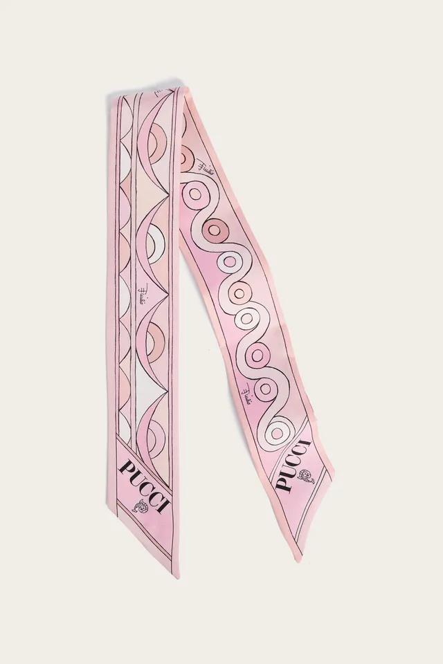 Emilio Pucci Fascia Seta Iride foulard soie rose nude 5x70