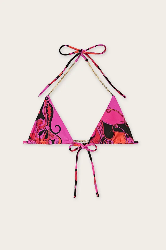 Emilio Pucci Orchidee haut bikini triangle fuchsia noir XS