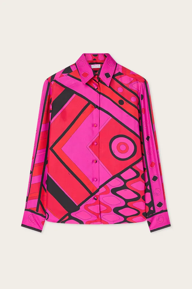 Emilio Pucci Vivara chemise soie fuchsia 38
