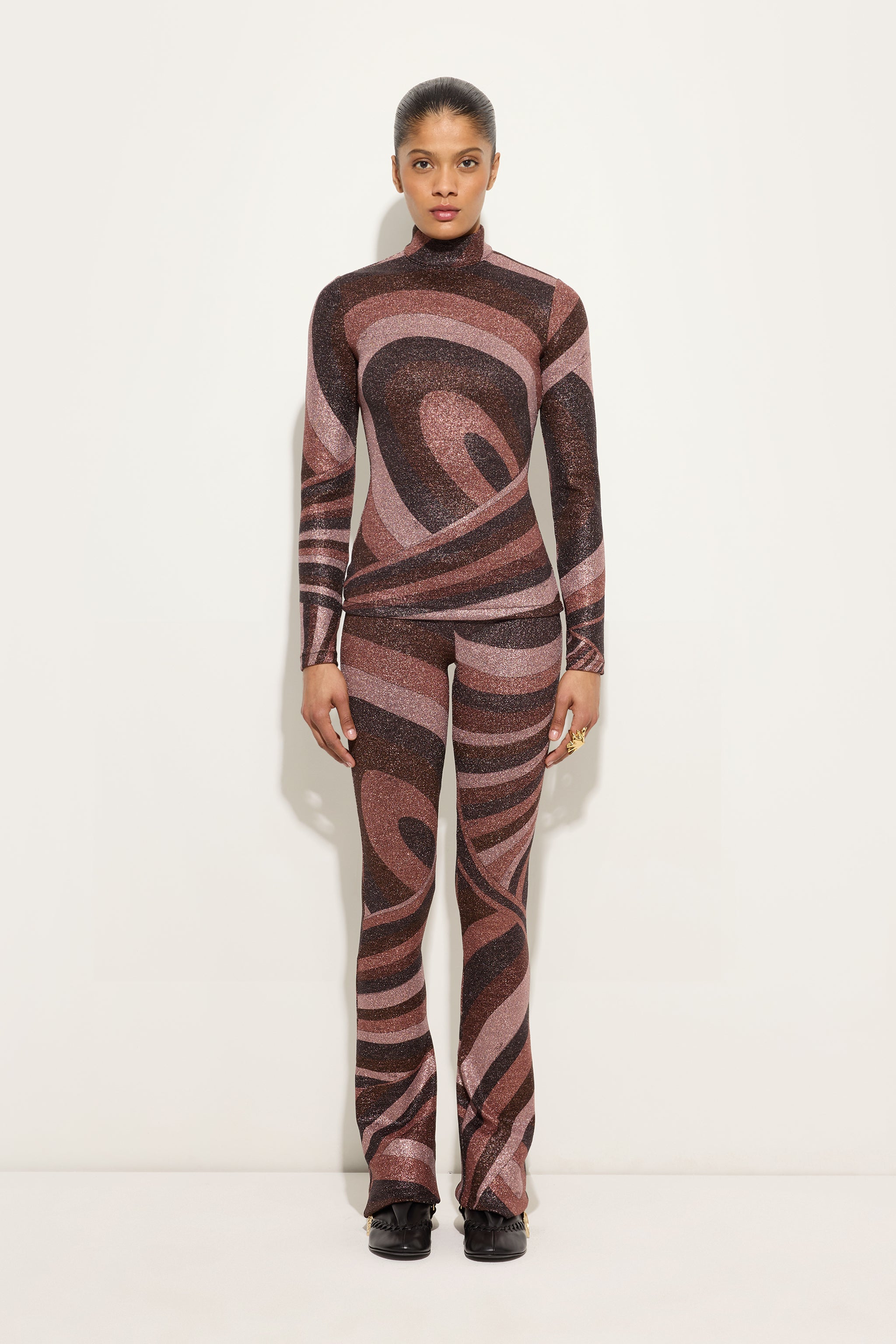 Emilio Pucci Iride pantalon femme bordeaux lurex