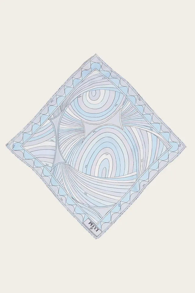 Emilio Pucci Silks Iride petit carré soie bleu clair