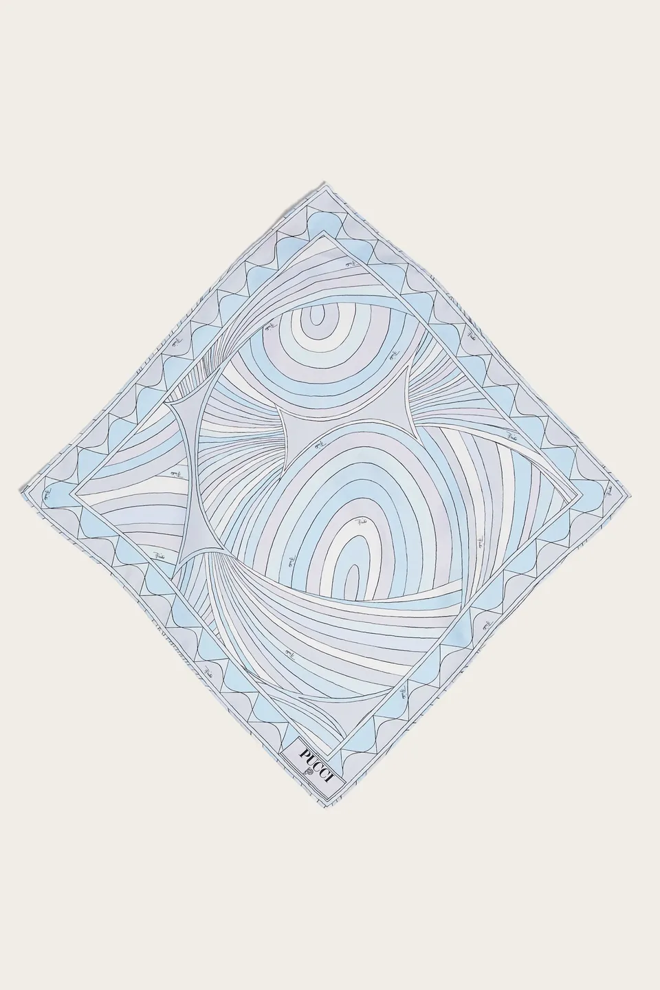 Emilio Pucci Silks Iride petit carré soie bleu clair