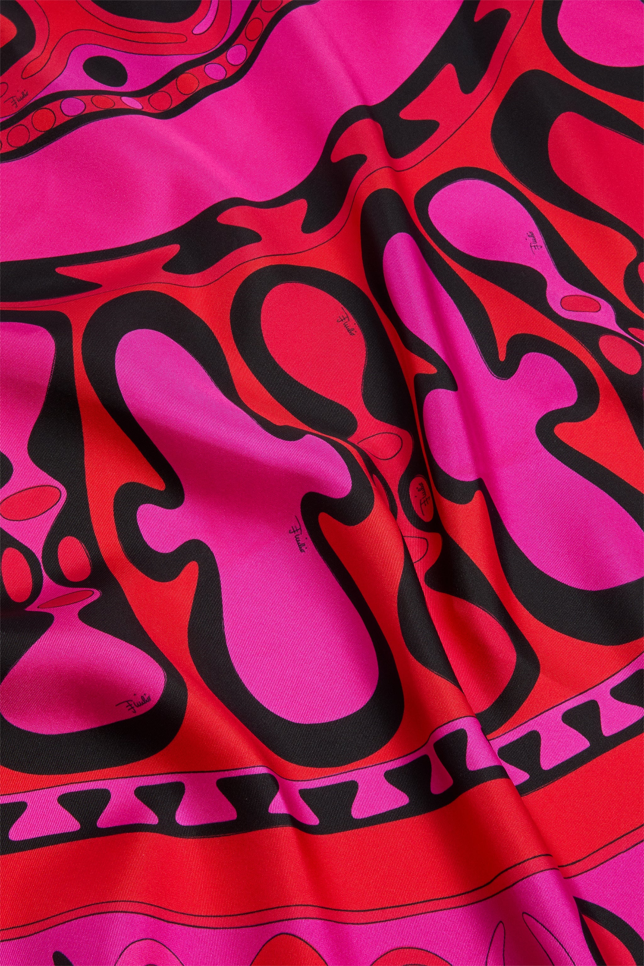 Emilio Pucci Silks Carré Soleil foulard fuchsia noir 90x90