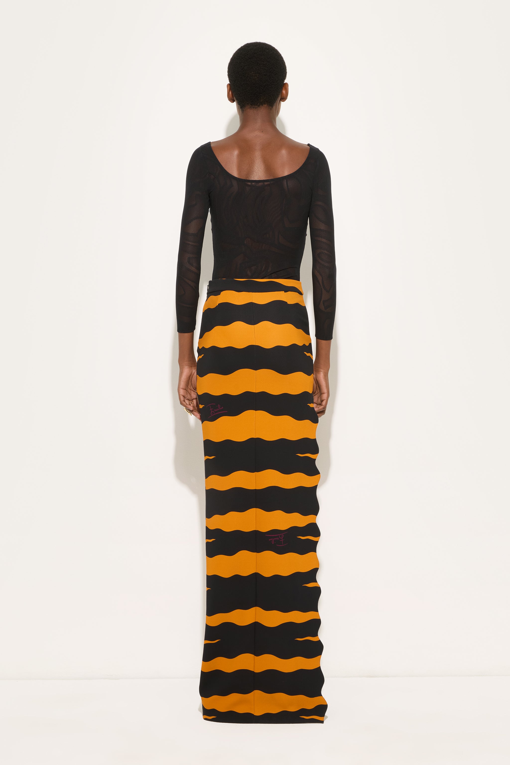 Emilio Pucci Fiamme jupe crayon noir doré