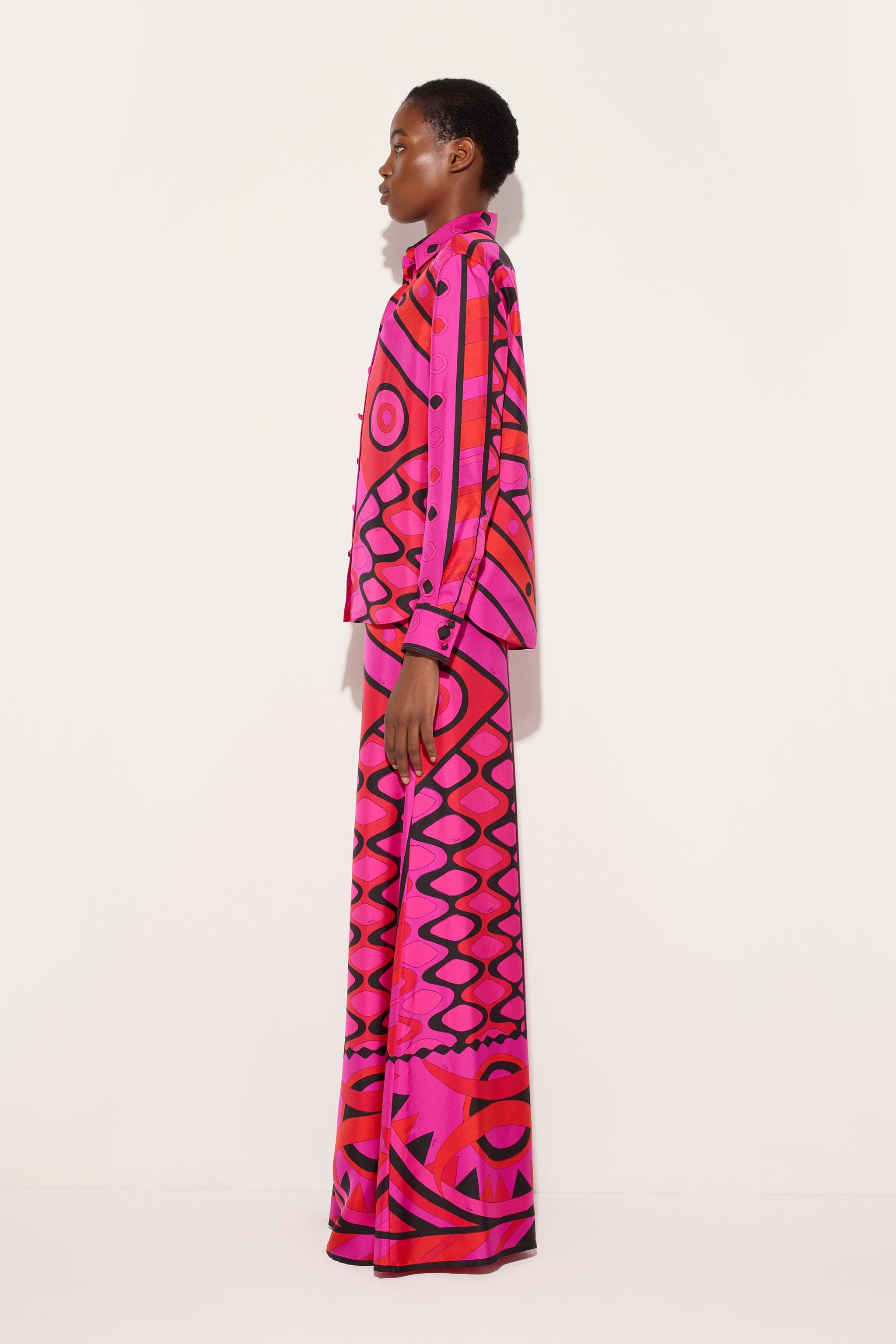 Emilio Pucci Vivara chemise soie fuchsia 38