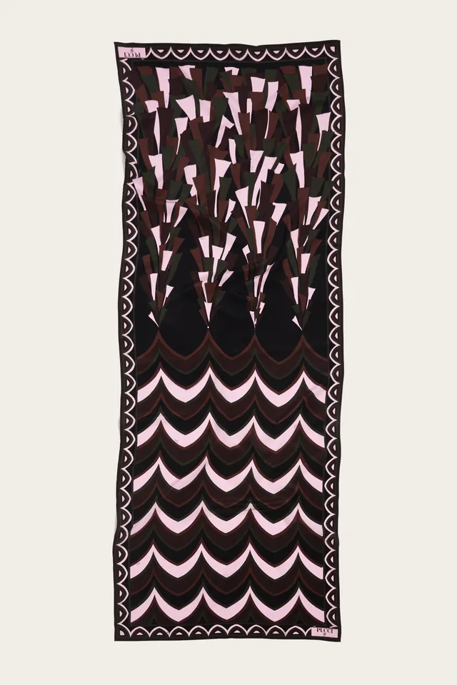 Emilio Pucci Stola étole soie kaki rose 65x180