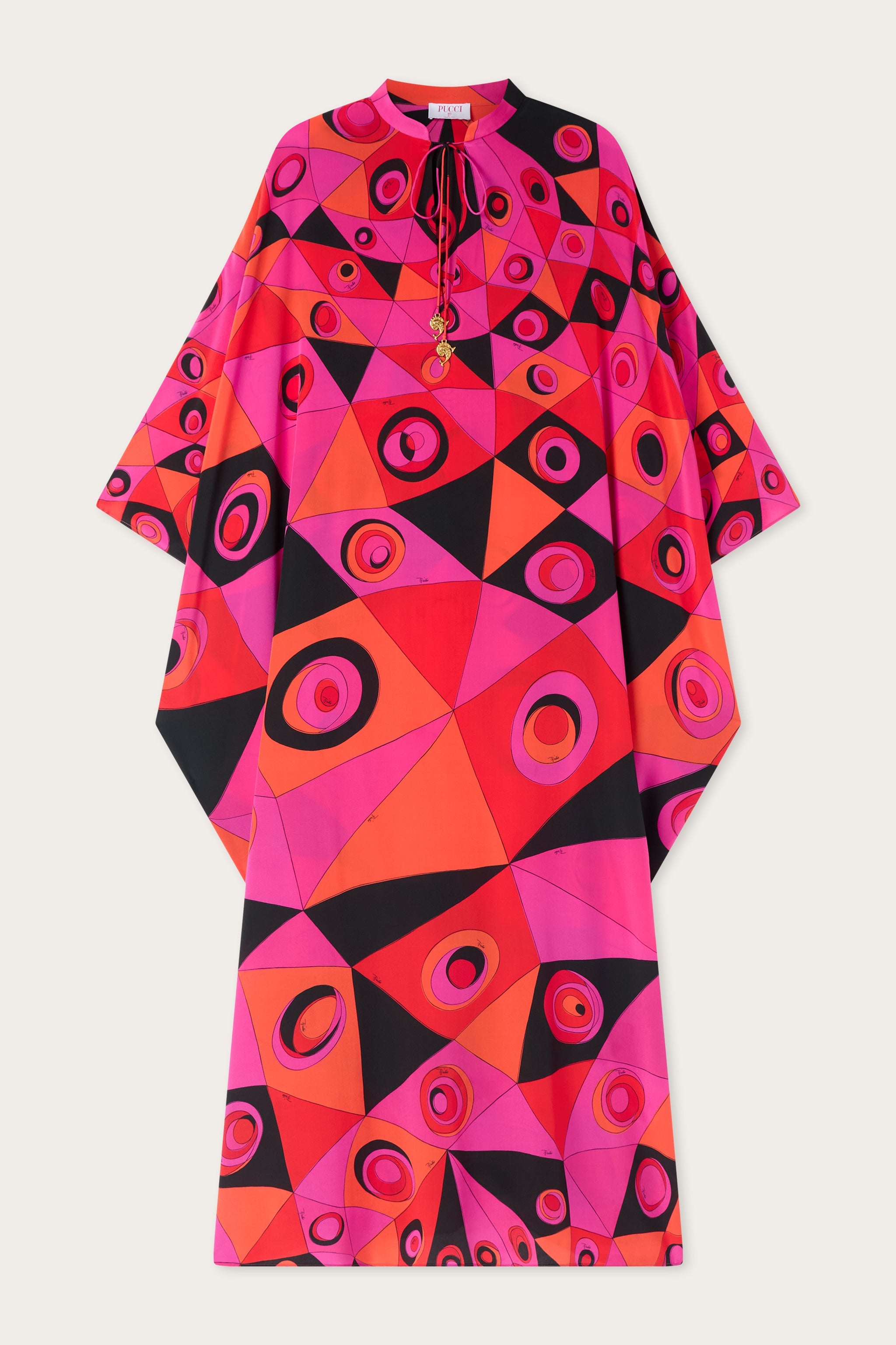 Emilio Pucci Occhi caftan soie fuchsia noir