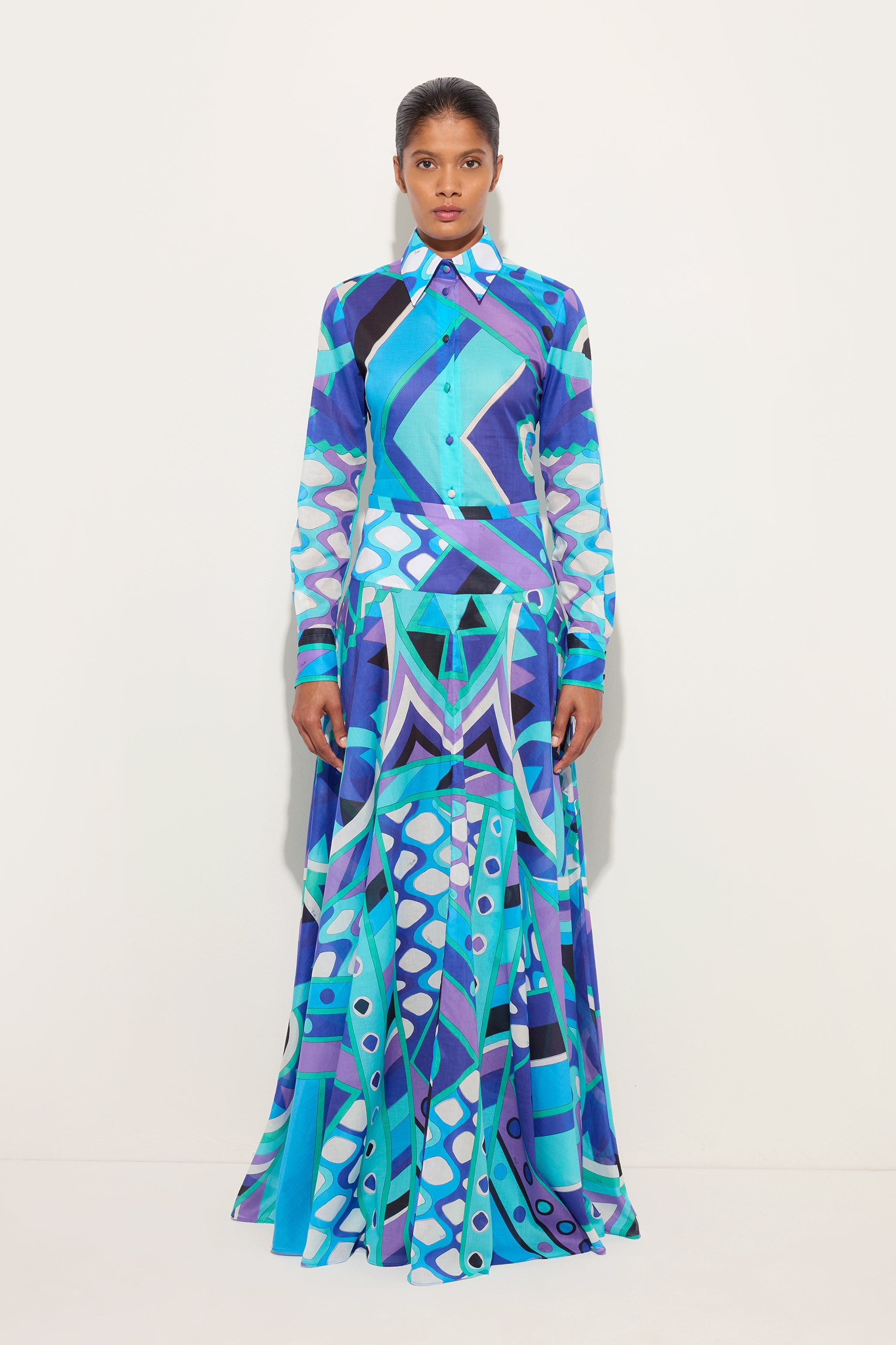 Emilio Pucci Vivara jupe coton turquoise bleu