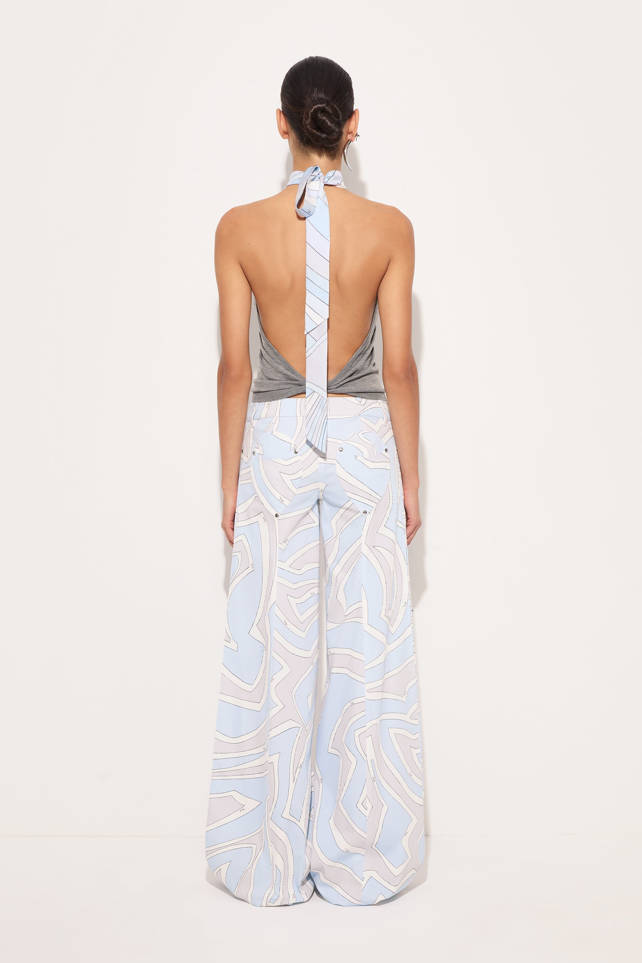 Emilio Pucci Top Laine top gris foulard soie superfine