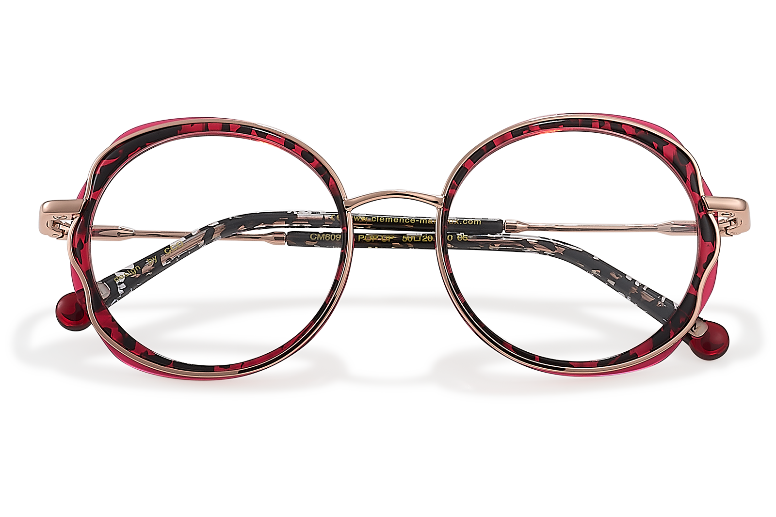 Clémence & Margaux La Pop-Up lunettes de vue ronde moucheté rouge