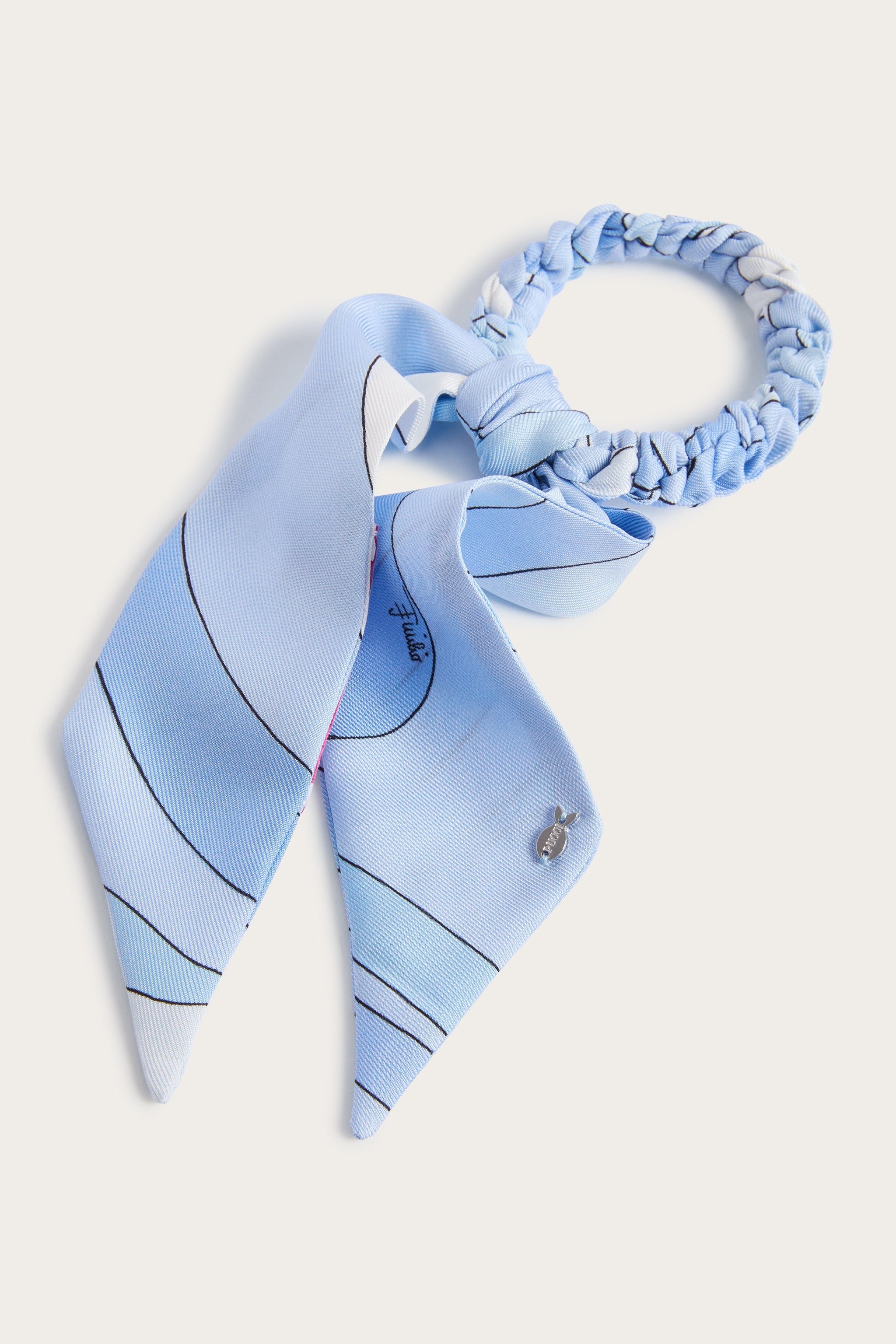 Emilio Pucci Marmo chouchou soie bleu clair foulard