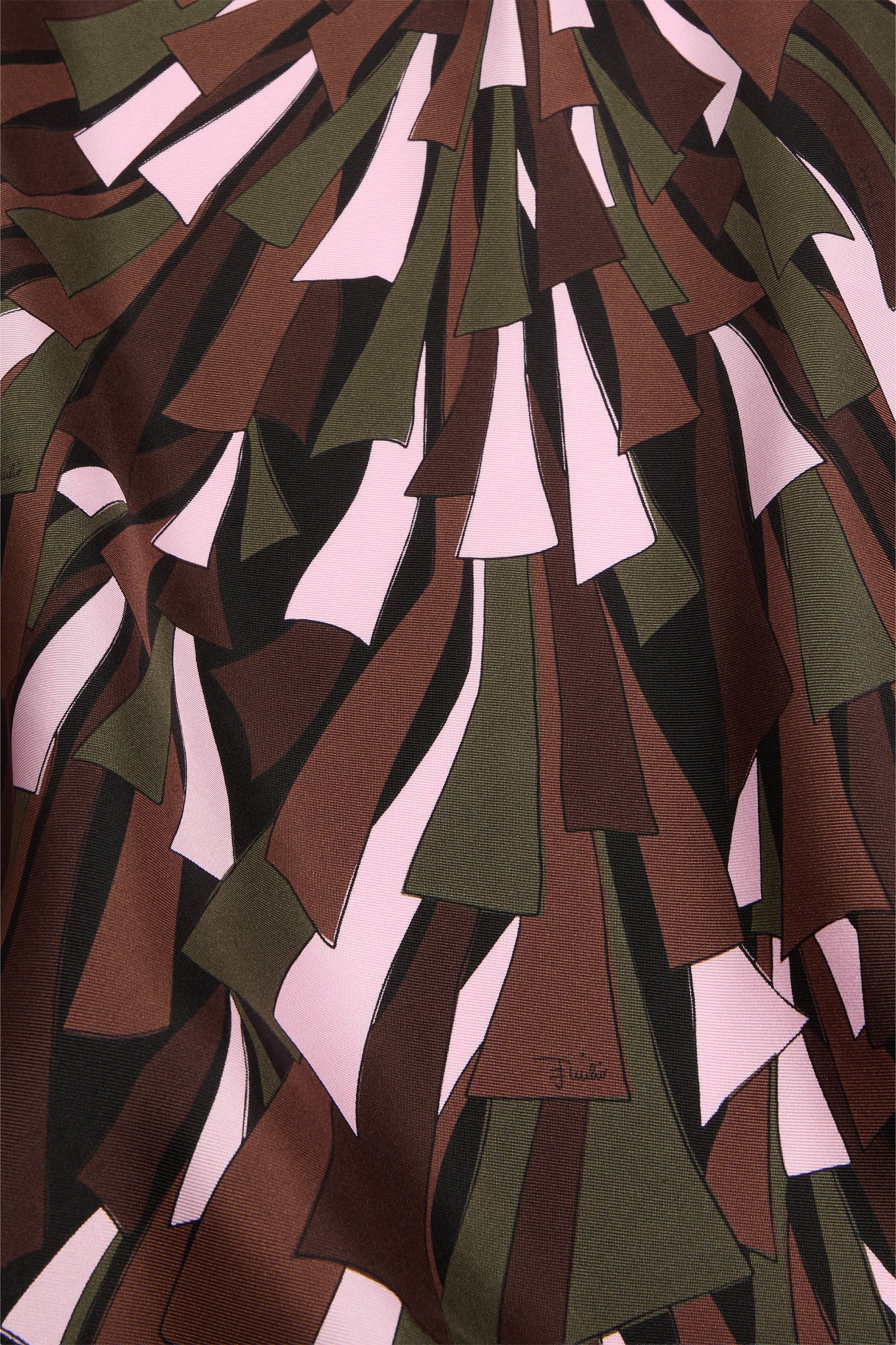 Emilio Pucci Foulard Triangle Soie Kaki Rose 120x120