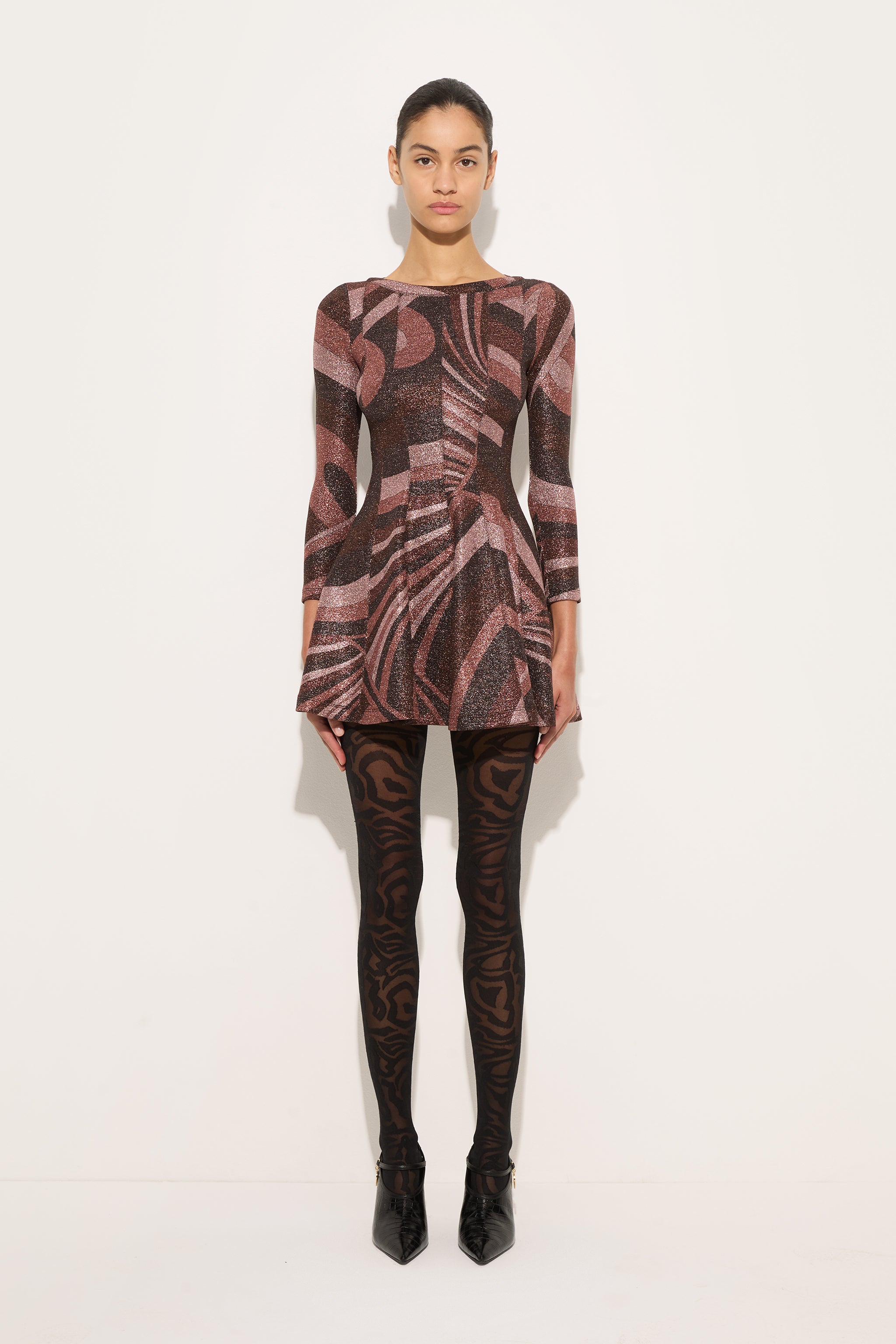 Emilio Pucci Iride robe jersey lurex bordeaux 38
