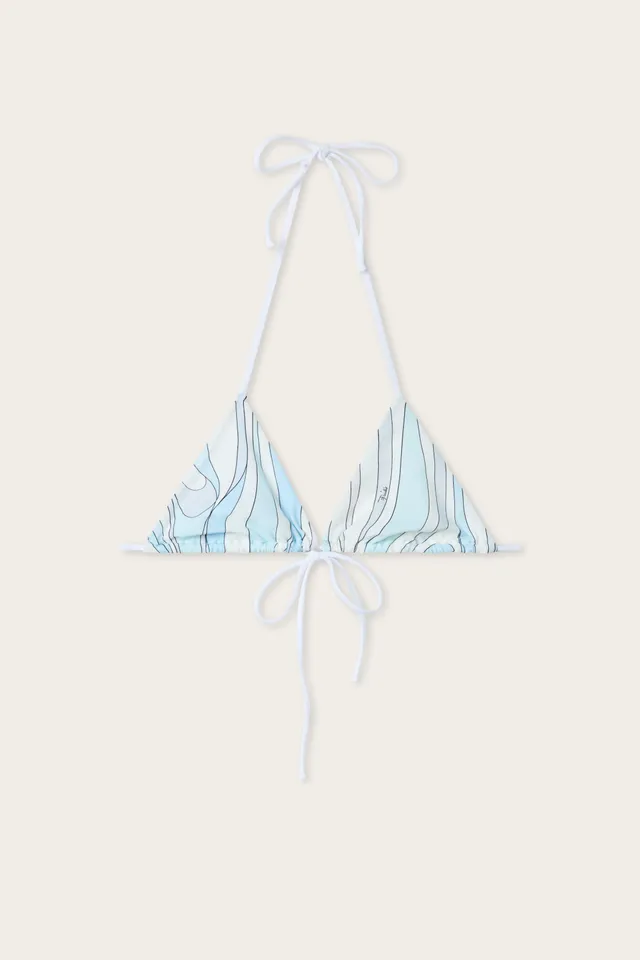 Emilio Pucci Top Bikini Marmo haut triangle bleu clair lycra