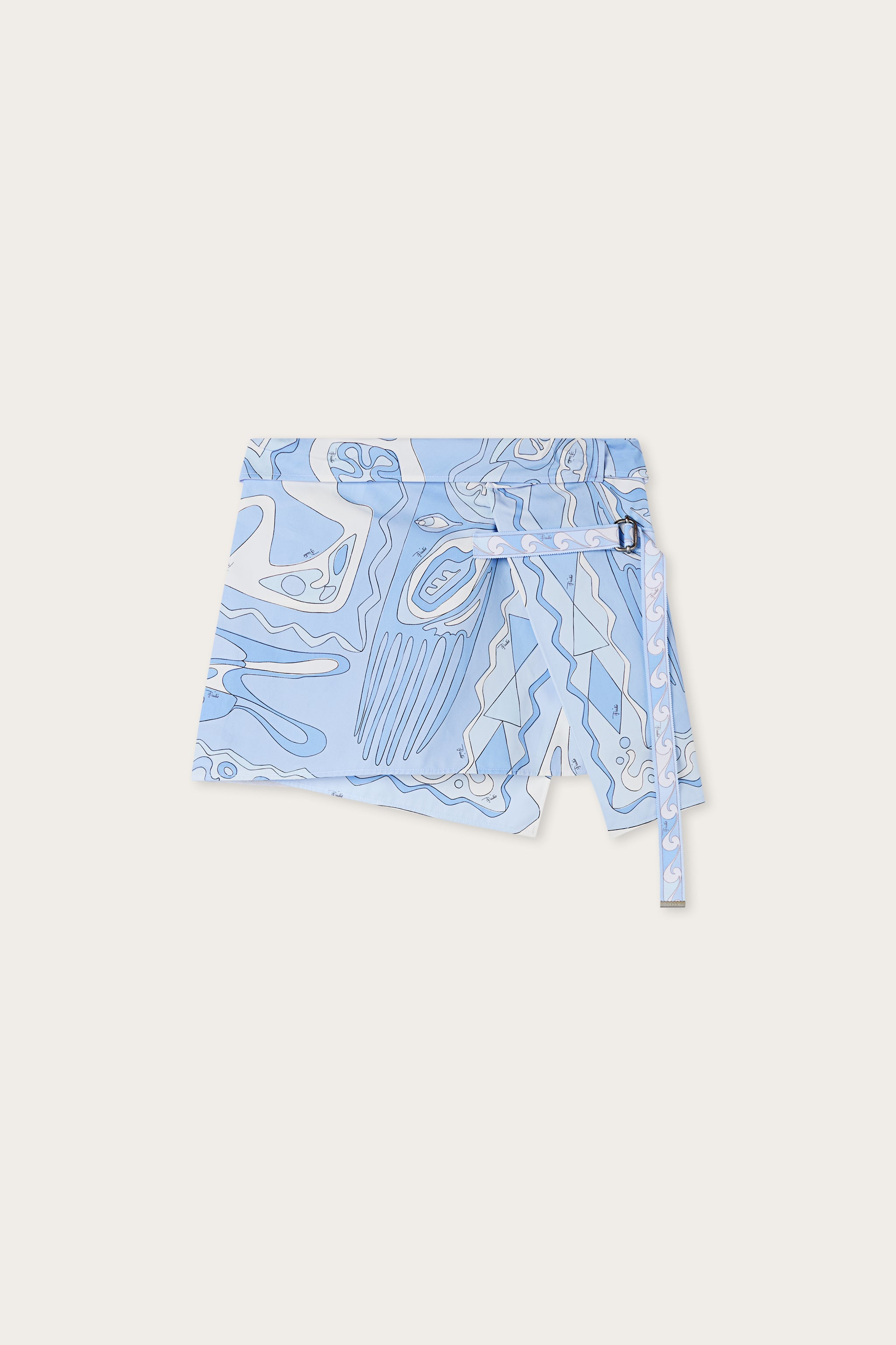 Emilio Pucci Angoli jupe portefeuille bleu clair coton