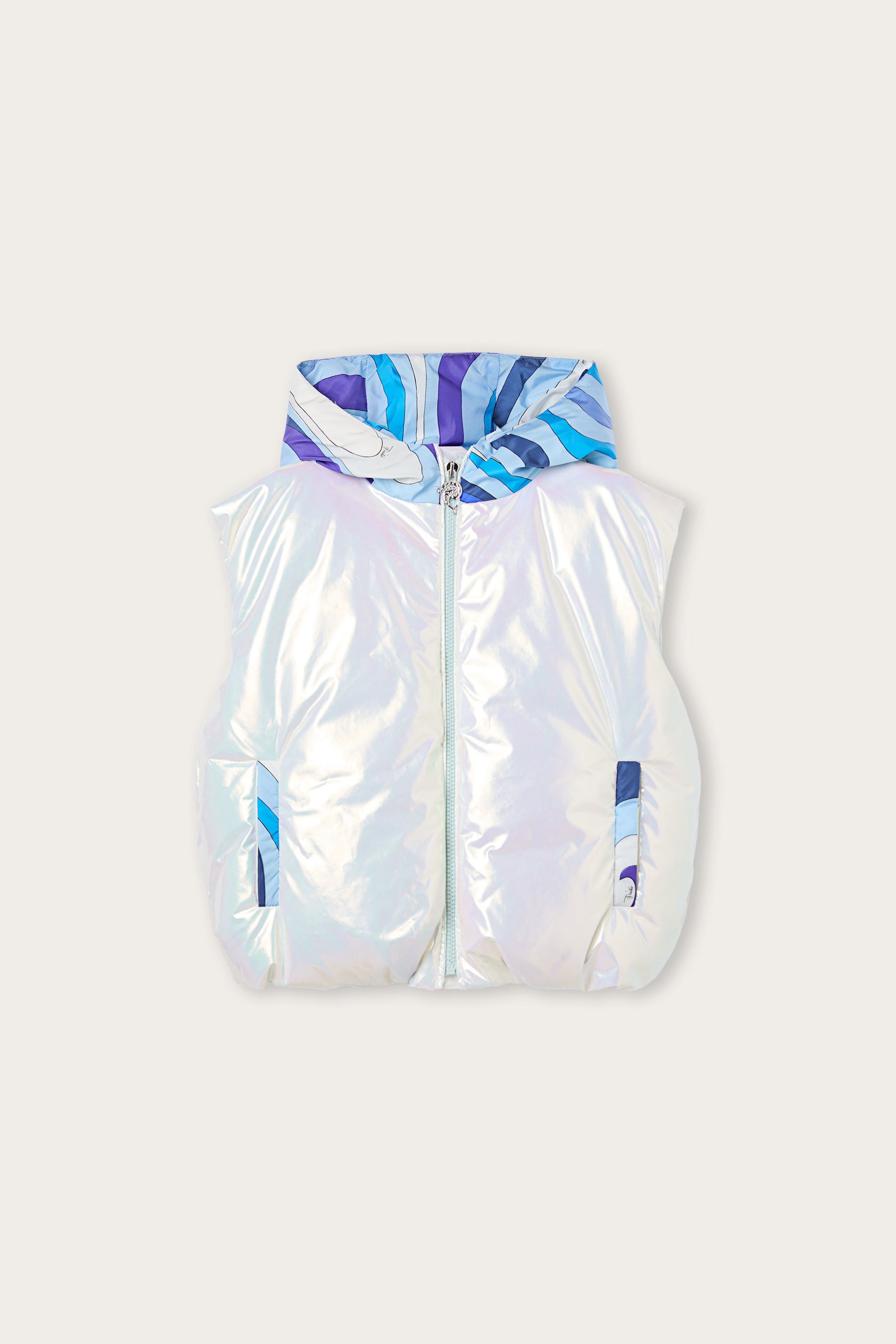 Emilio Pucci Junior doudoune sans manches avorio holo