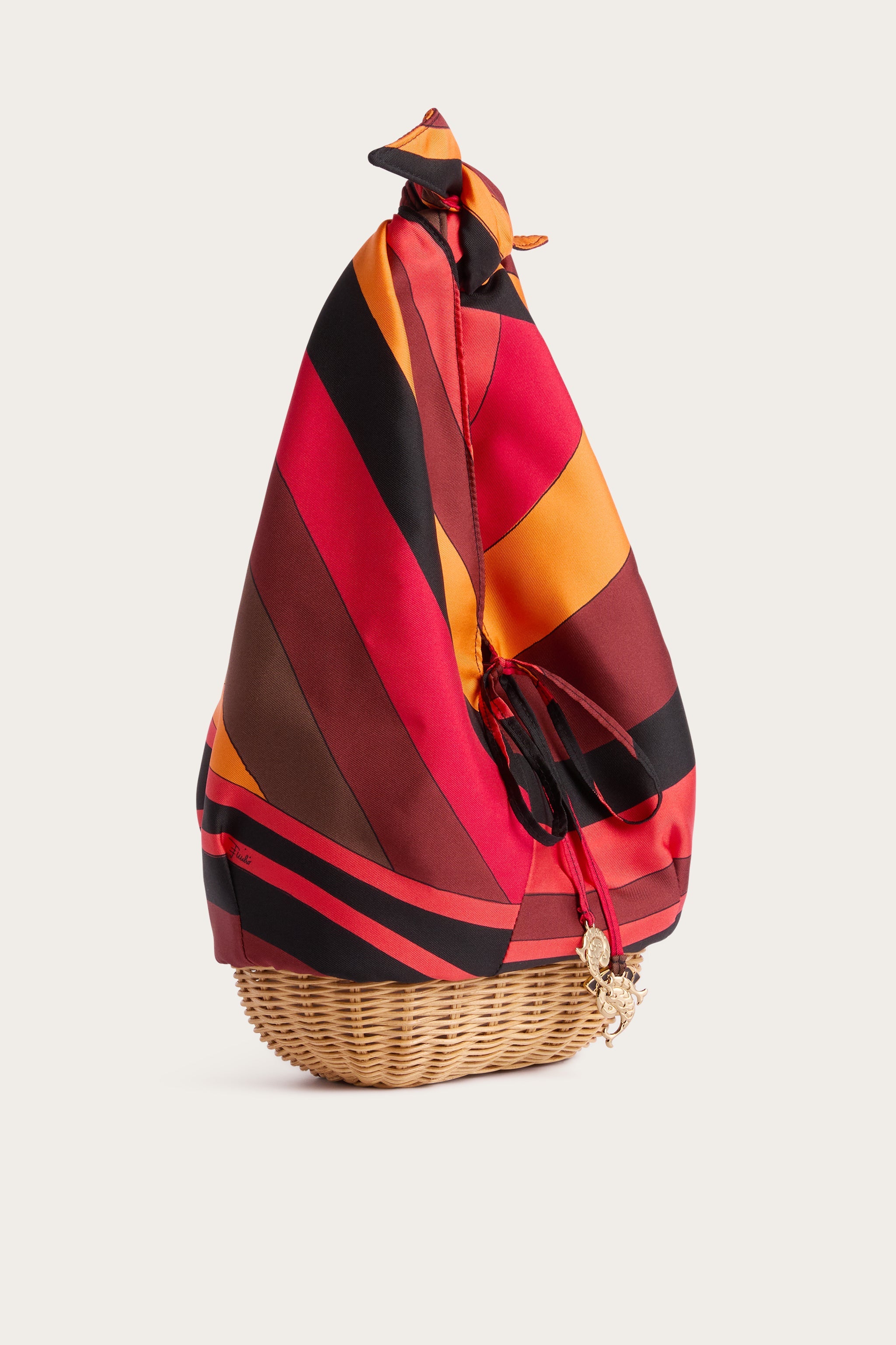 Emilio Pucci Picnic sac soie orange black bambou