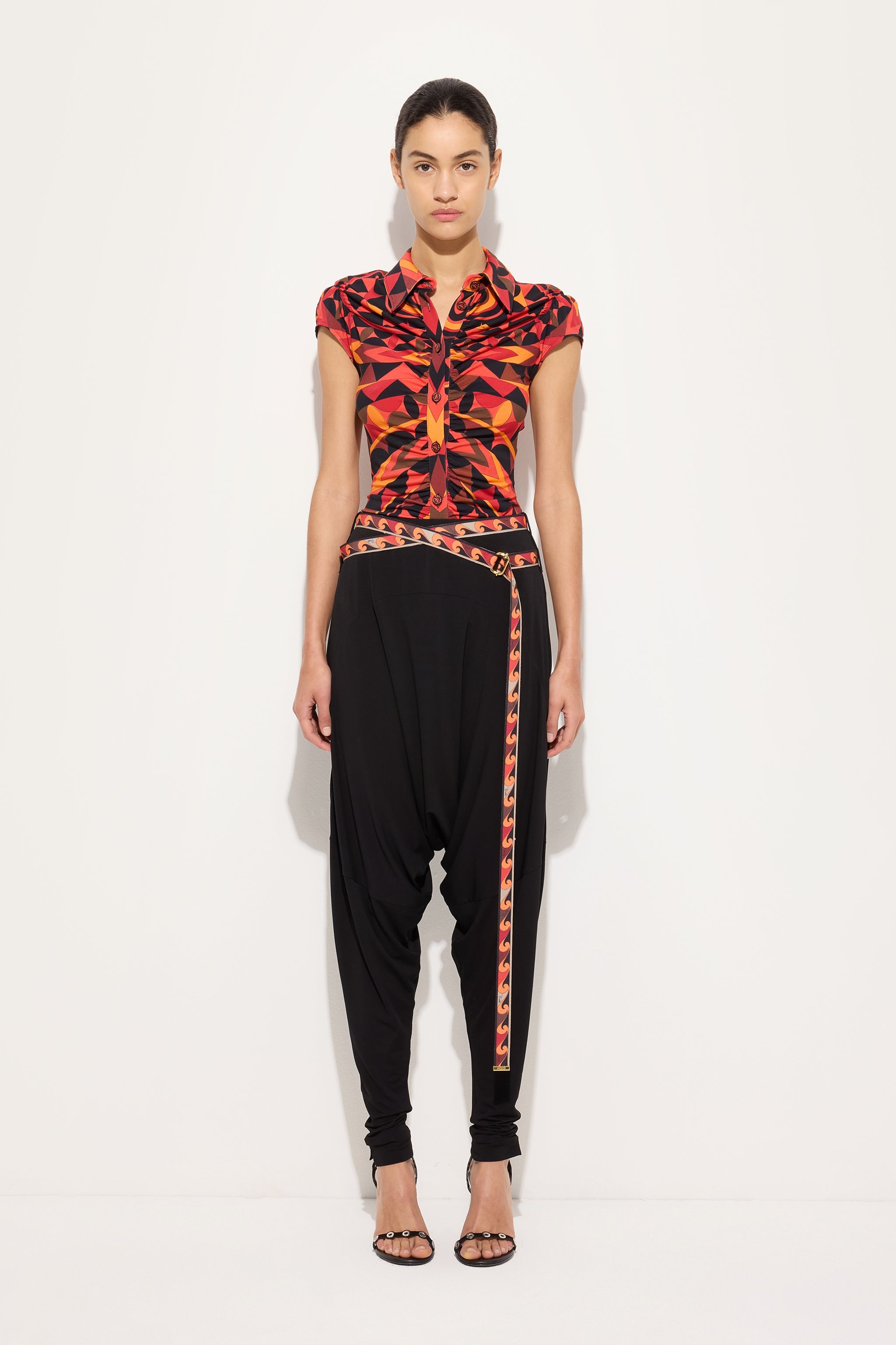Emilio Pucci pantalon fluide noir viscose ceinture