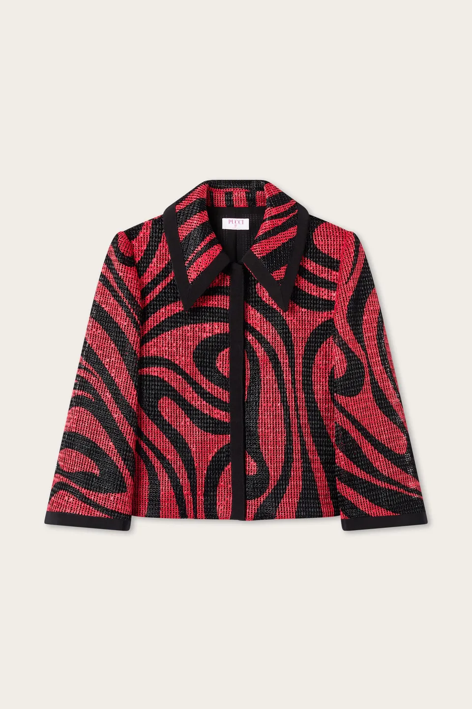 Emilio Pucci Caban Raffia Stampata veste noir corail viscose