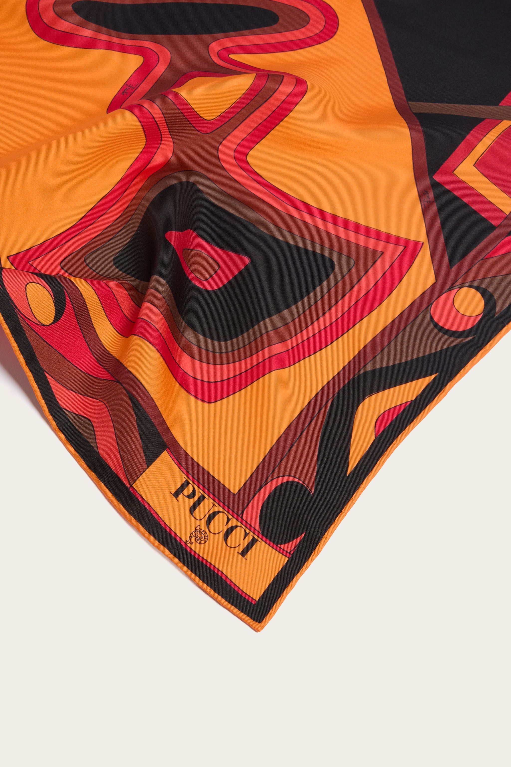 Emilio Pucci Silks Bongo carré soie orange 90x90
