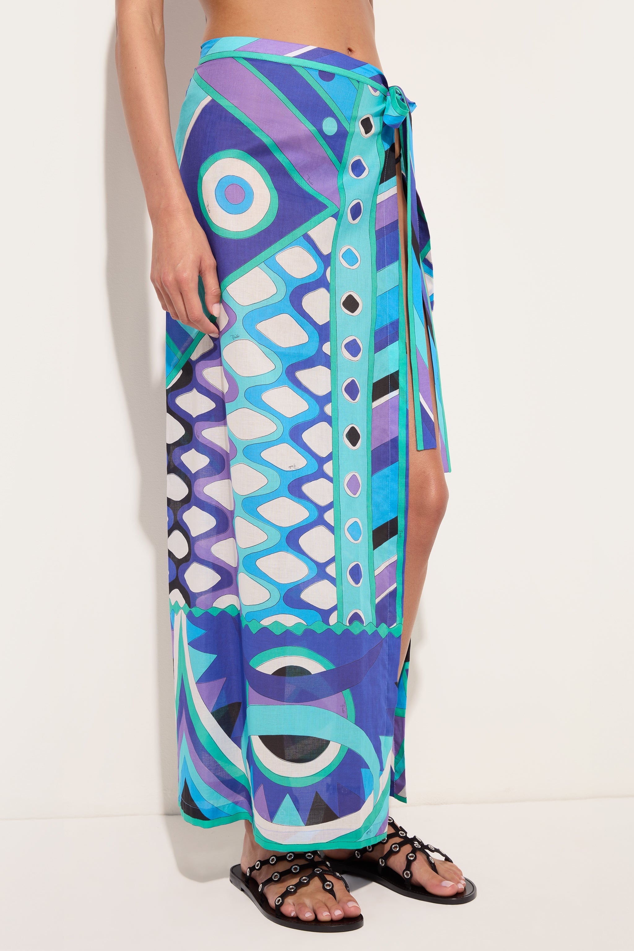 Emilio Pucci Sarong Paréo Vivara turquoise coton taille 40
