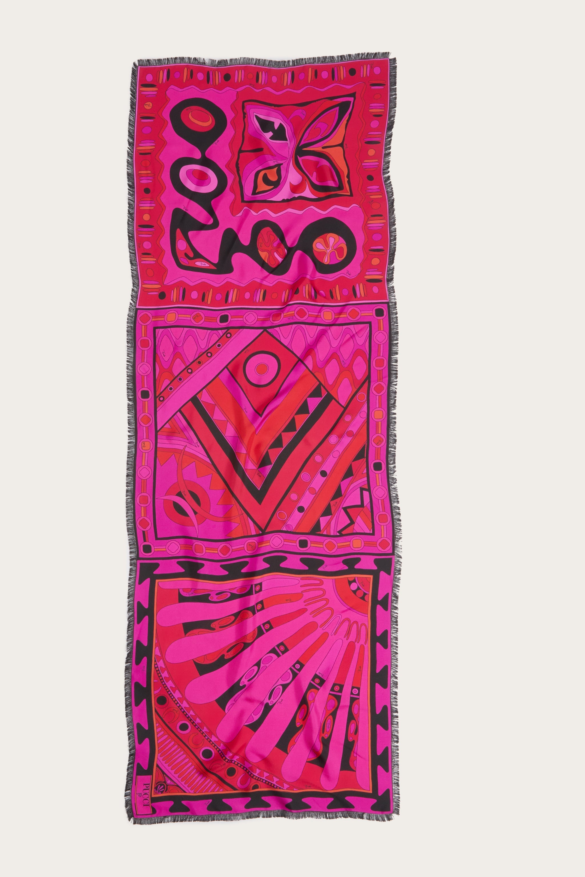 Emilio Pucci étole soie mix imprimés fuchsia noir