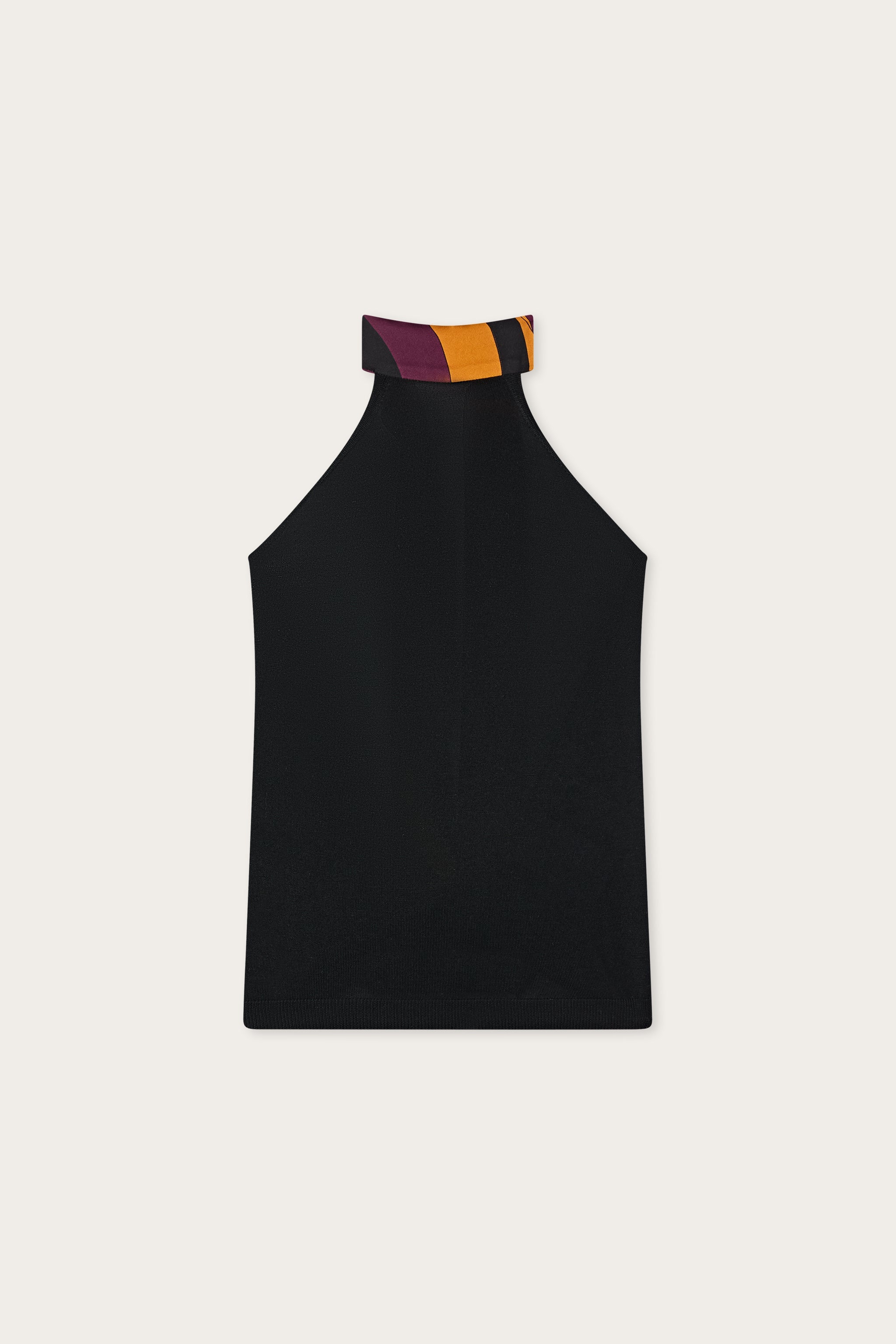 Emilio Pucci Top laine noire foulard soie S col américain