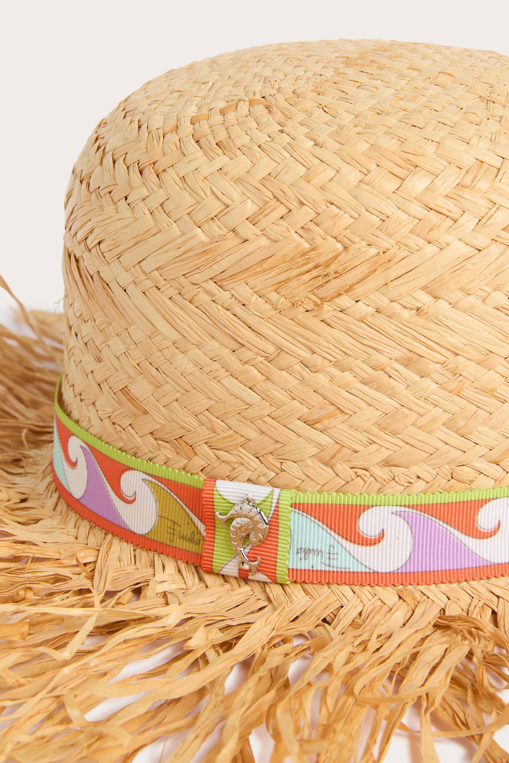 Emilio Pucci chapeau raphia bord imprimé beige