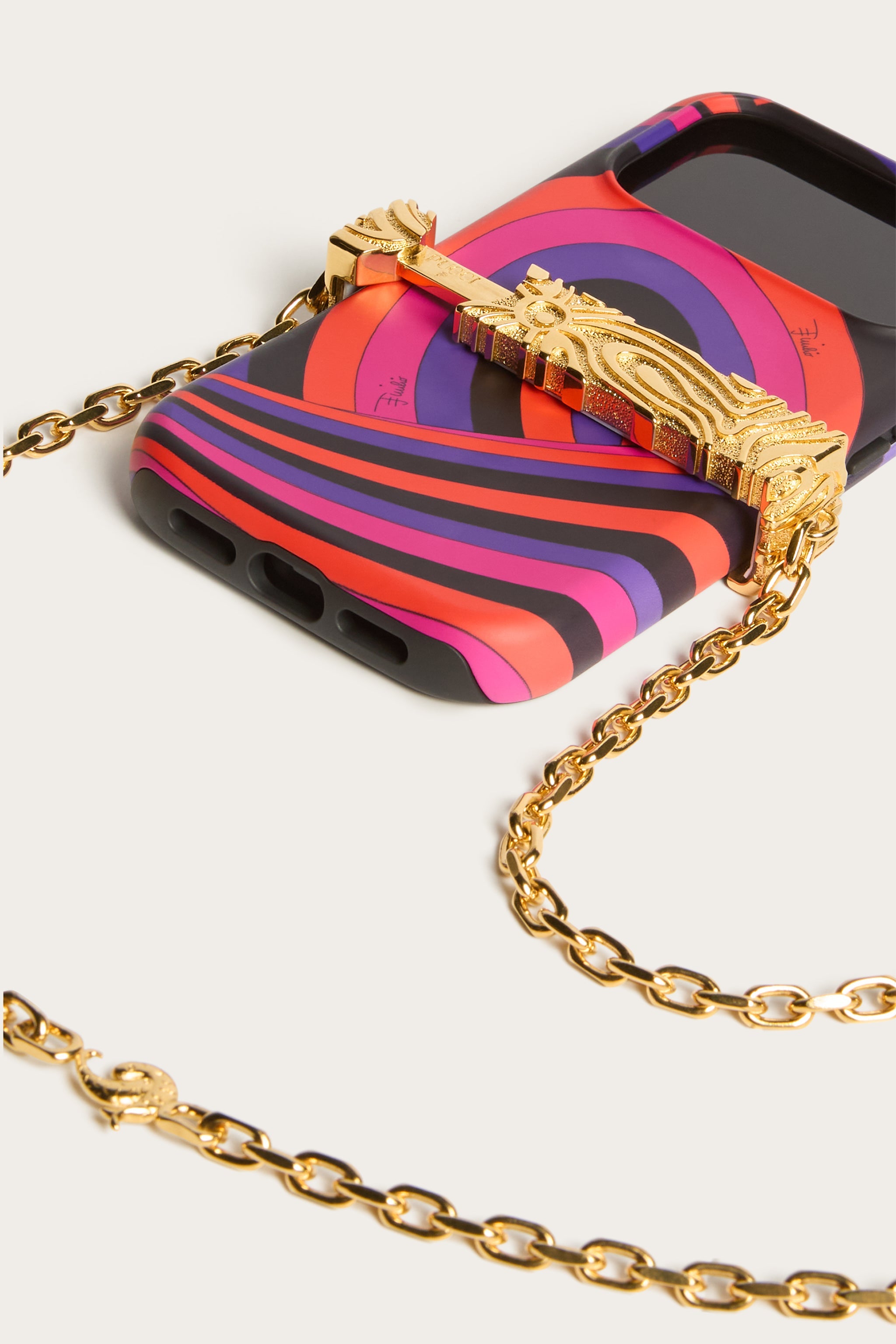 Emilio Pucci Étui porte portable Marmo or chaîne