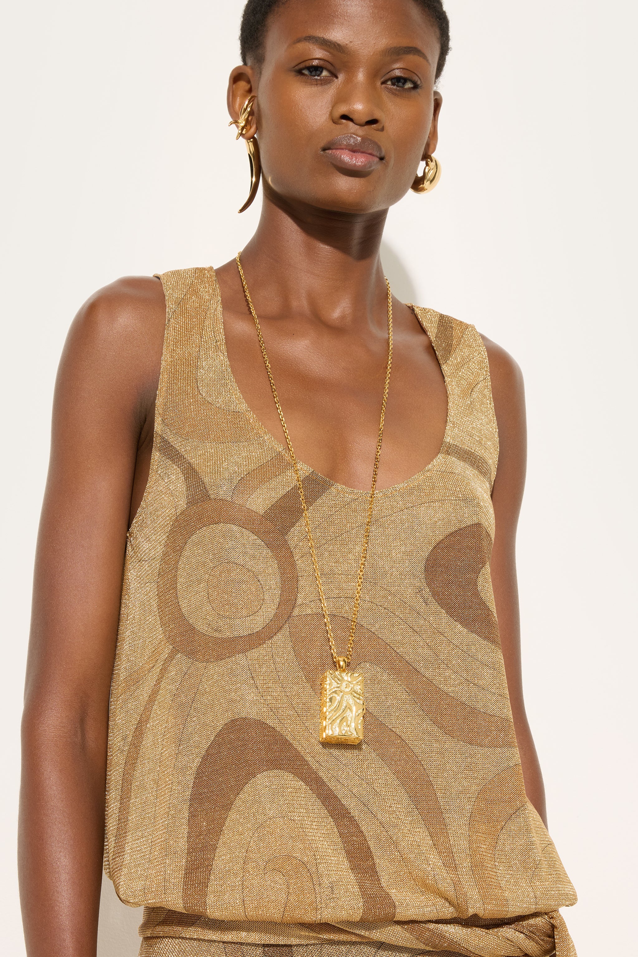 Emilio Pucci Marmo Top Lurex Doré 38