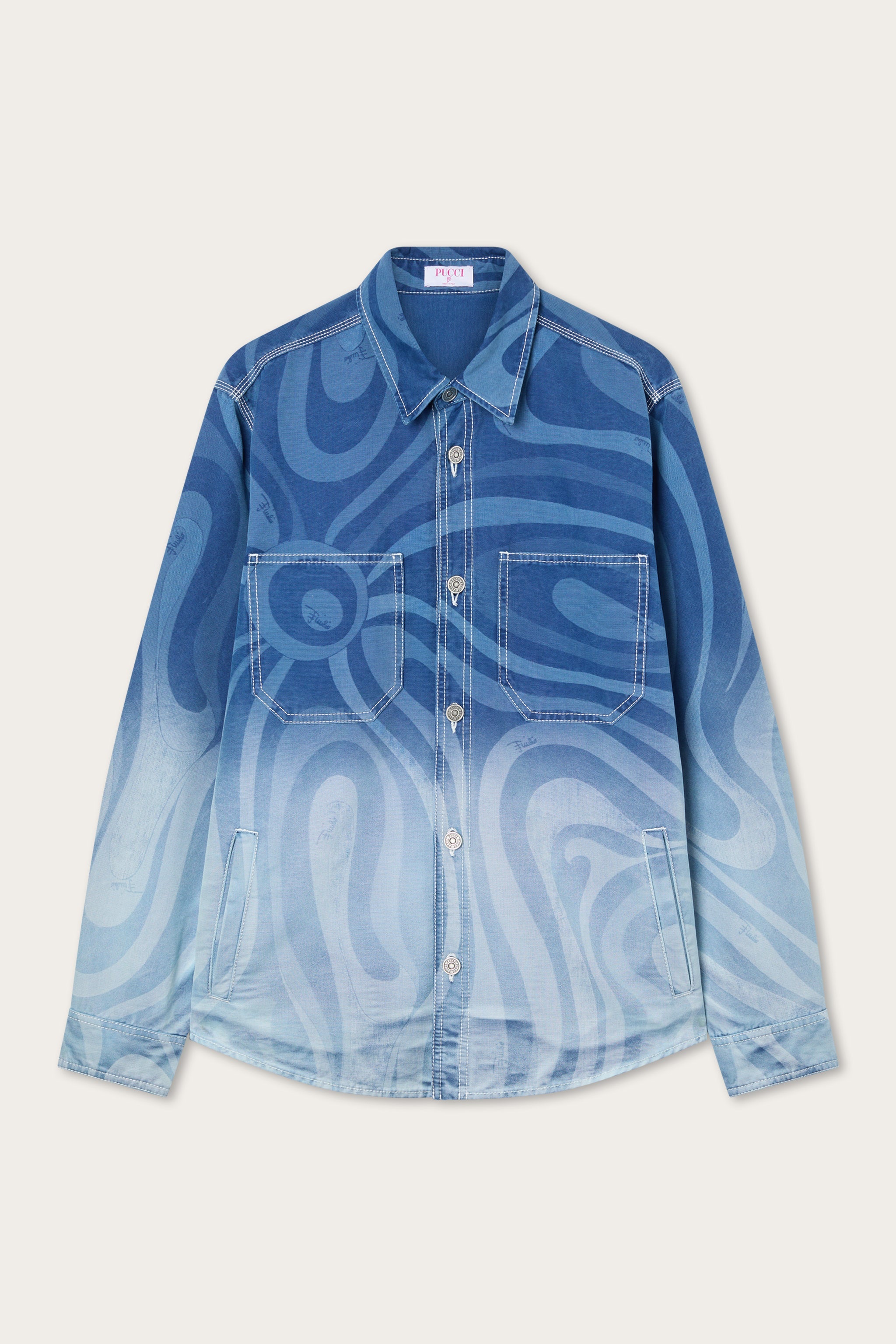 Emilio Pucci Marmo veste jean oversize bleu clair homme