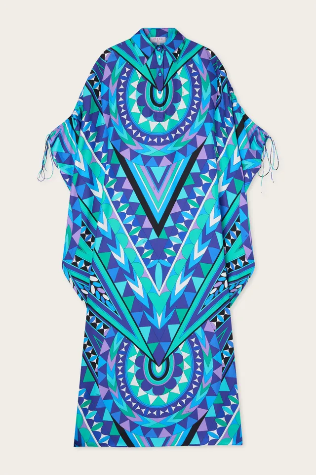 Emilio Pucci Kaftans caftan soie turquoise bleu 38 Manuba