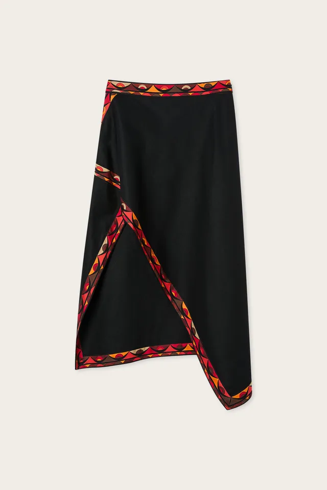 Emilio Pucci Foulard jupe coton lin noire