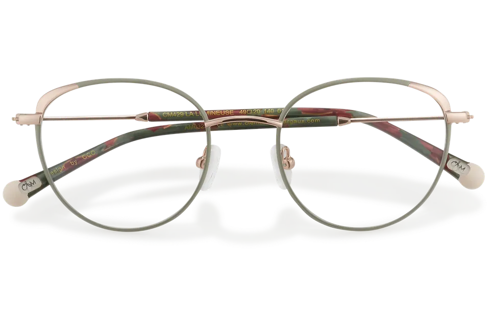 Clémence & Margaux Lumineuse lunettes de vue vert doré cat eye