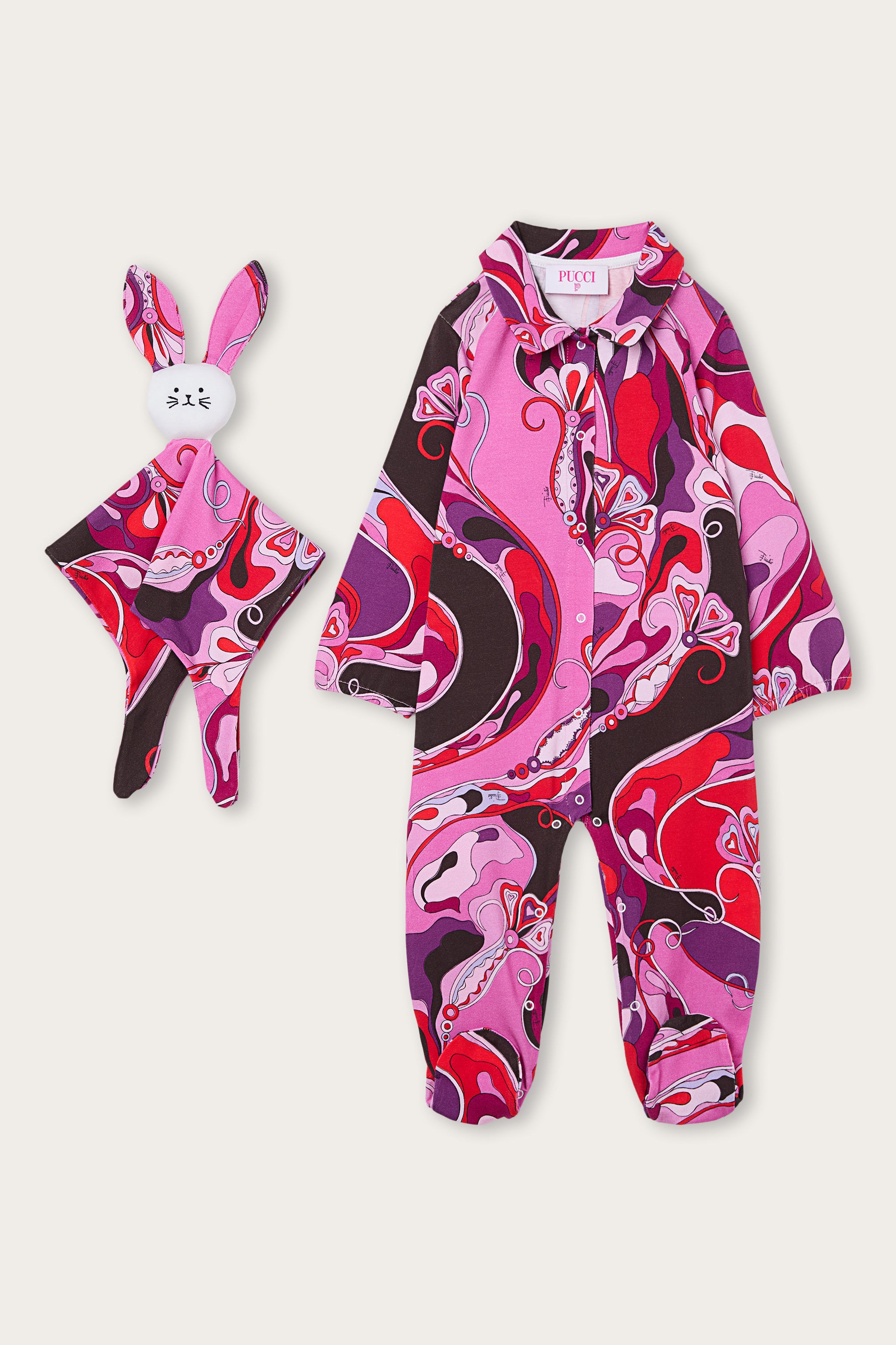 Emilio Pucci Orchidee coffret naissance coton fuxia 2 pcs