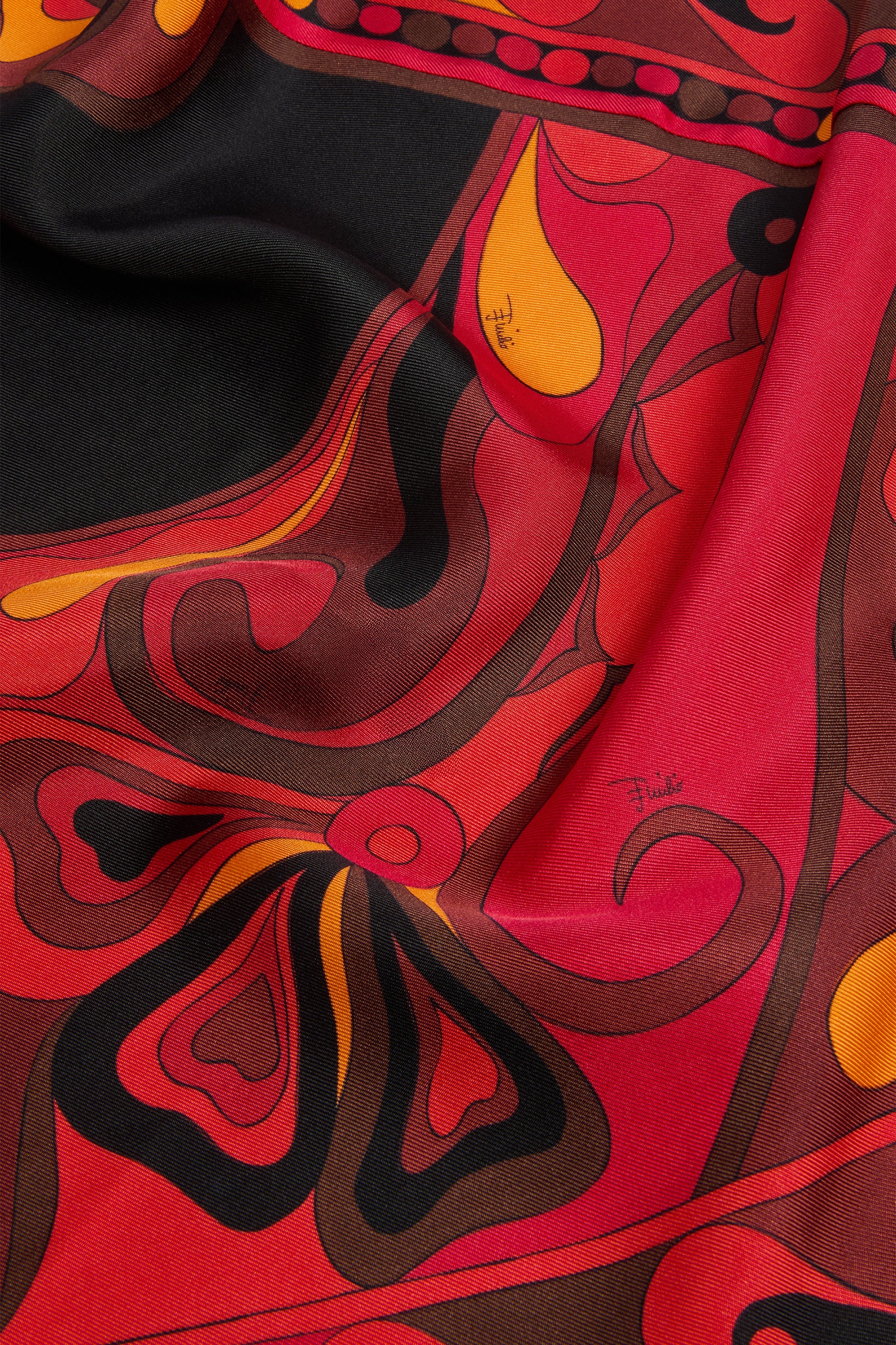 Emilio Pucci Foulard Triangle foulard soie orange noir Orchidee