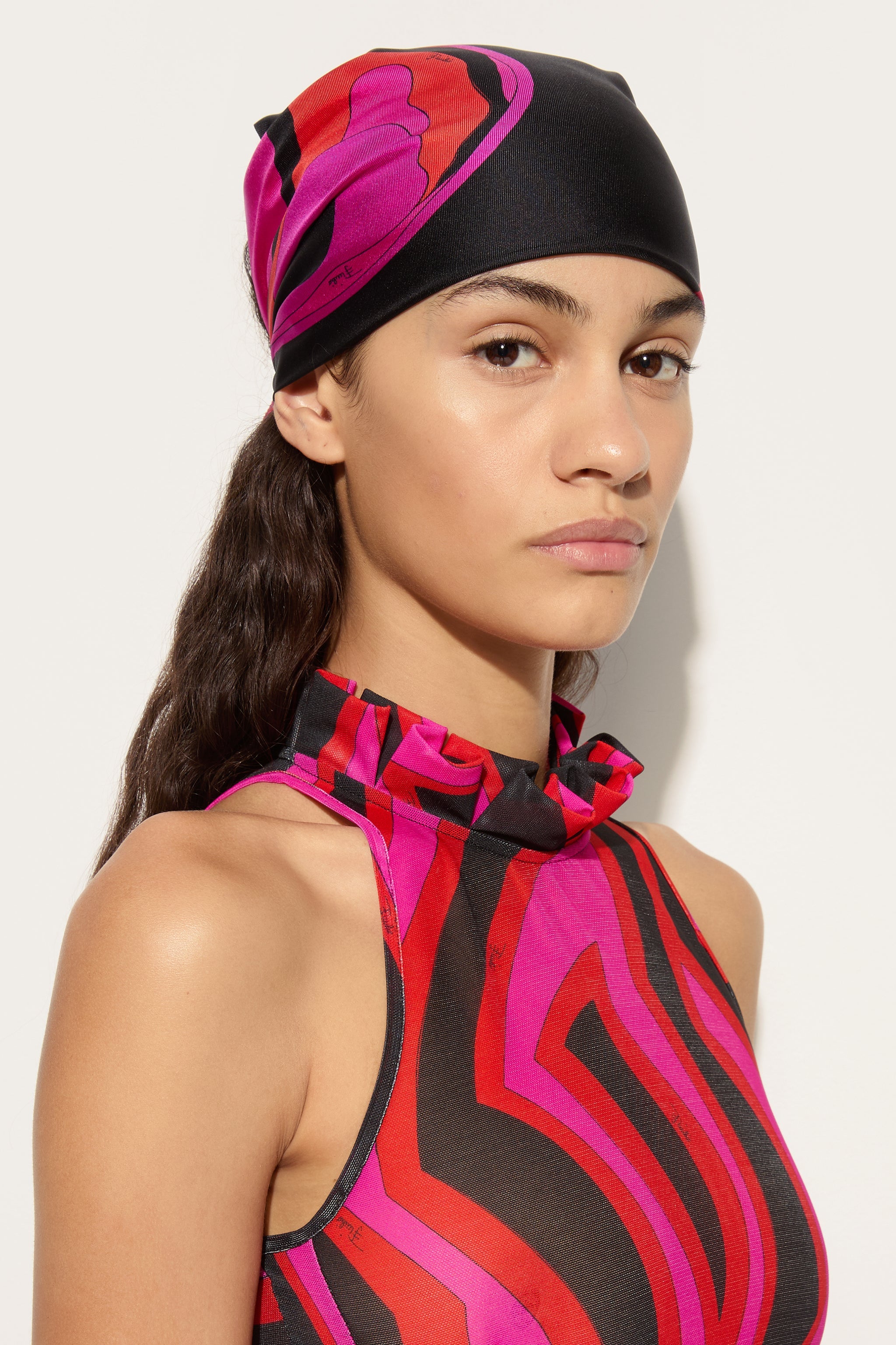 Emilio Pucci Orchidee 6HGF216H731026 Bandana Soie Fuchsia/Noir