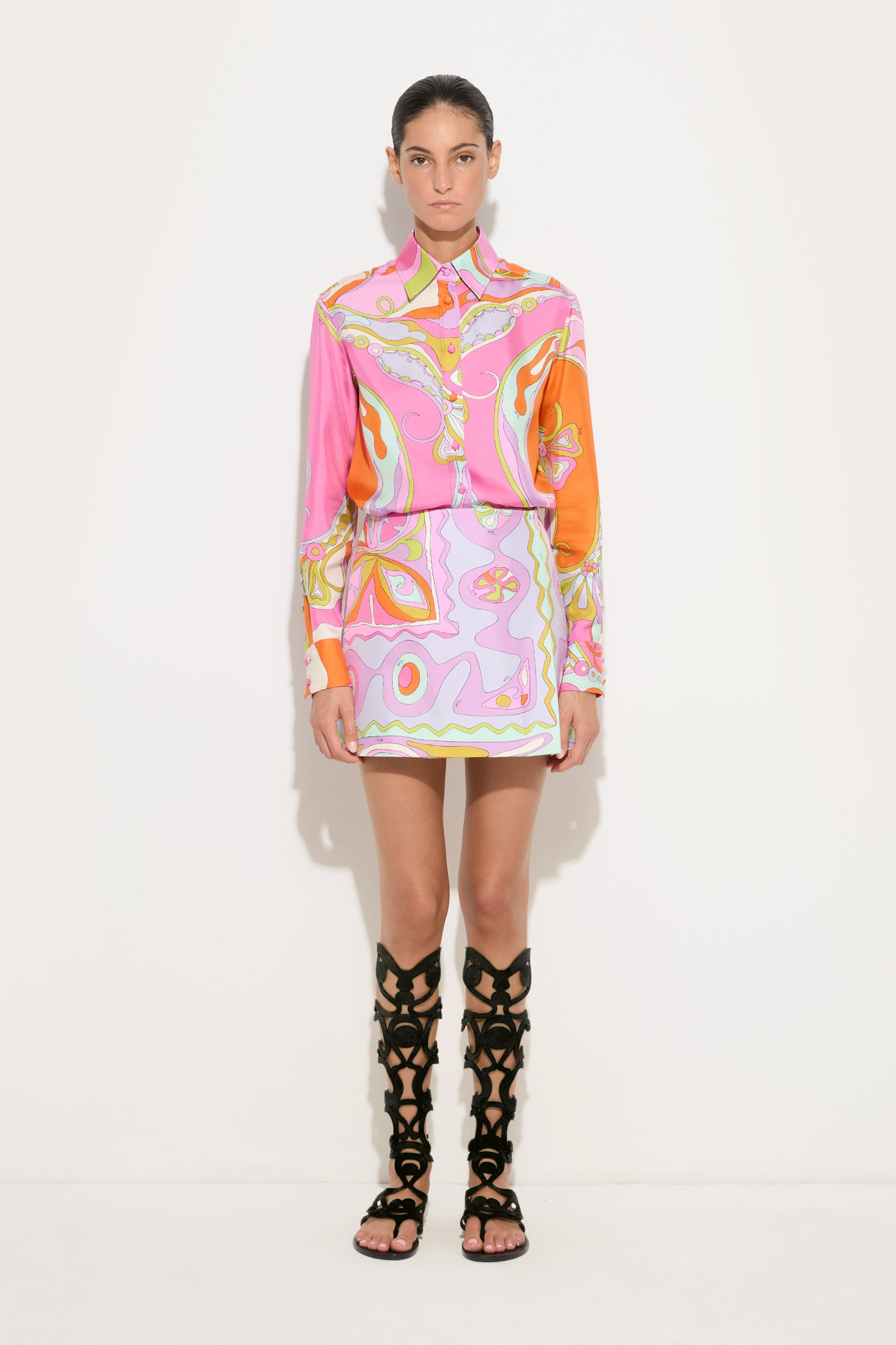 Emilio Pucci Orchidee chemise soie multicolore