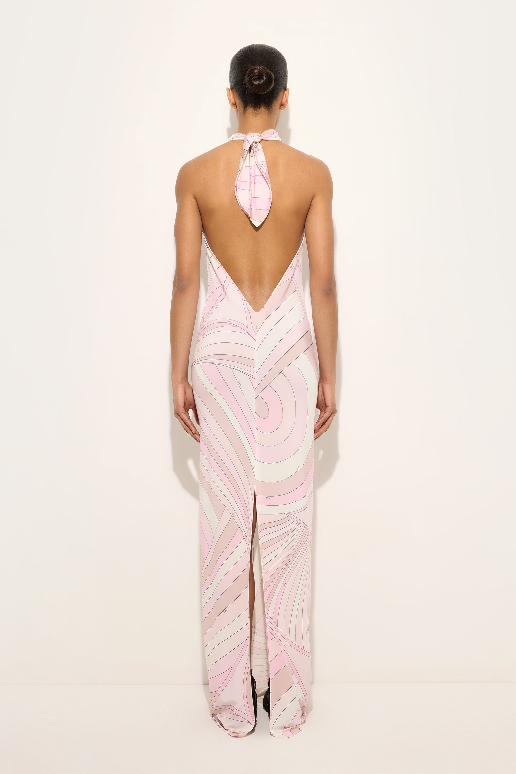 Emilio Pucci Iride robe longue rose nude 38