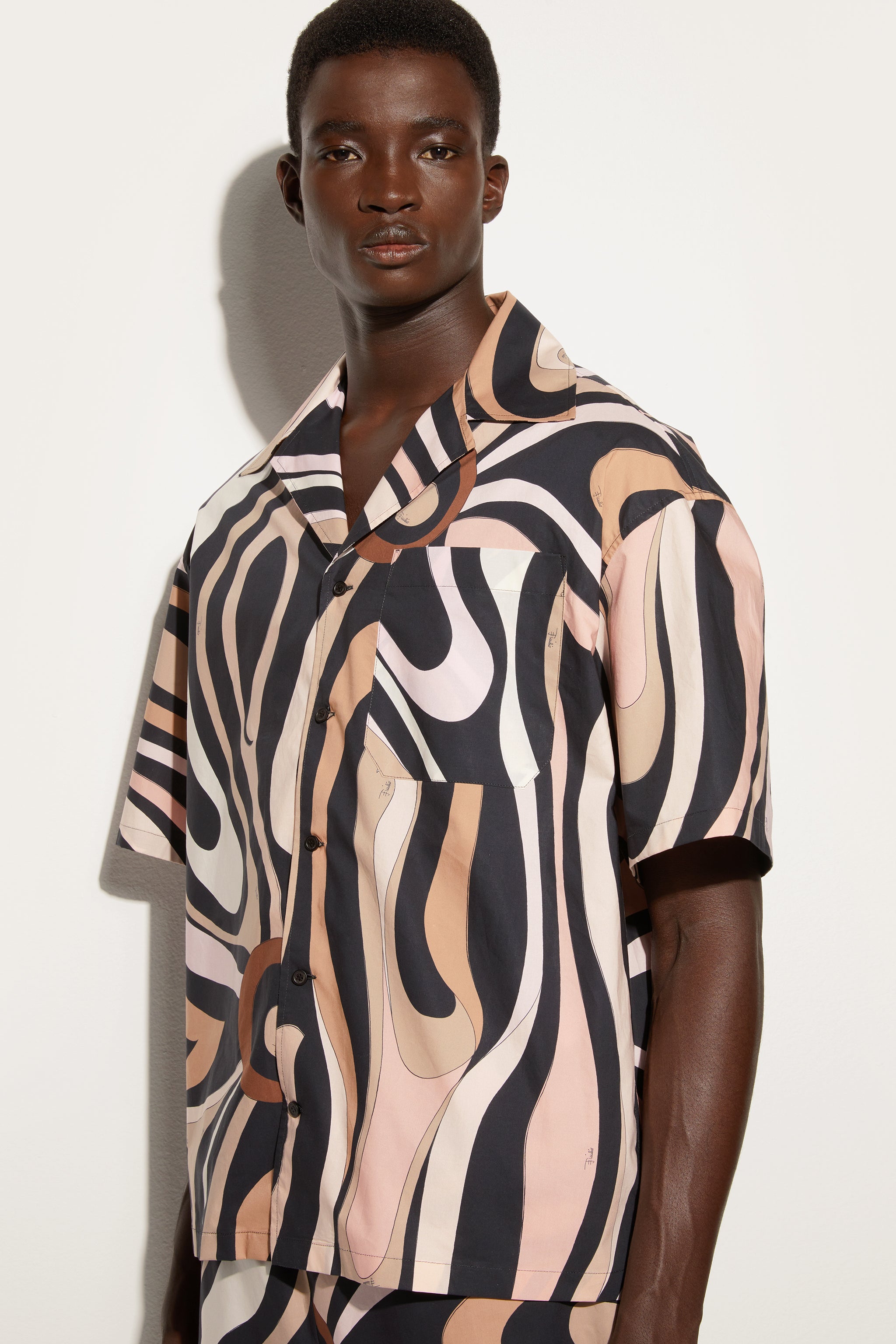 Emilio Pucci chemise bowling coton noir nude S Marmo