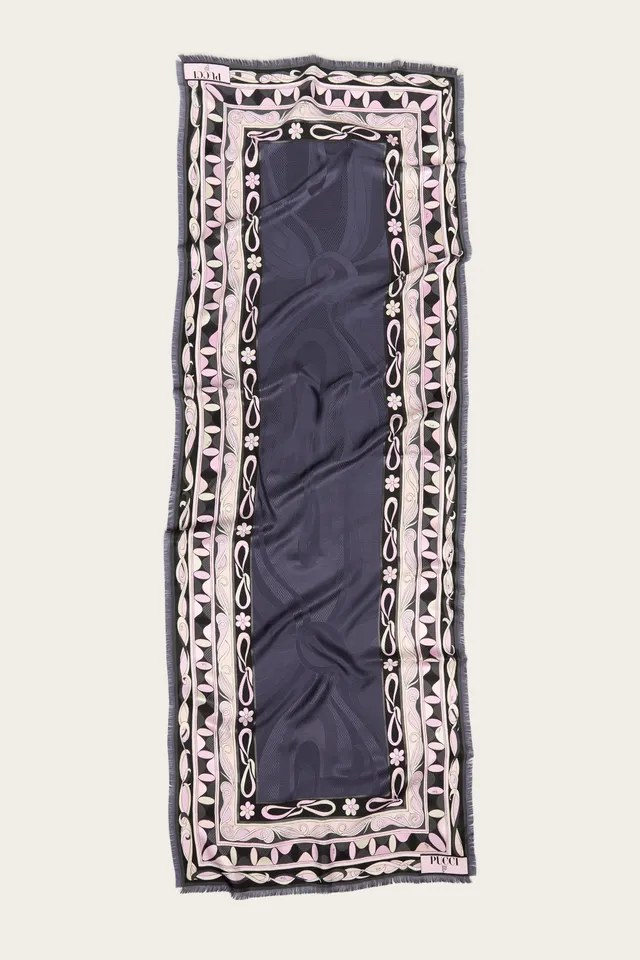 Emilio Pucci Silks Stola Mix étole noir rose 180x64