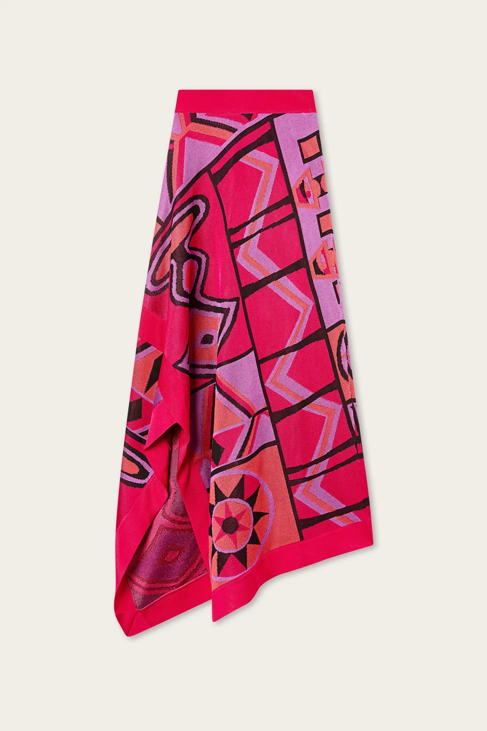 Emilio Pucci Jupe Asymétrique Jacquard Fuchsia Noir S