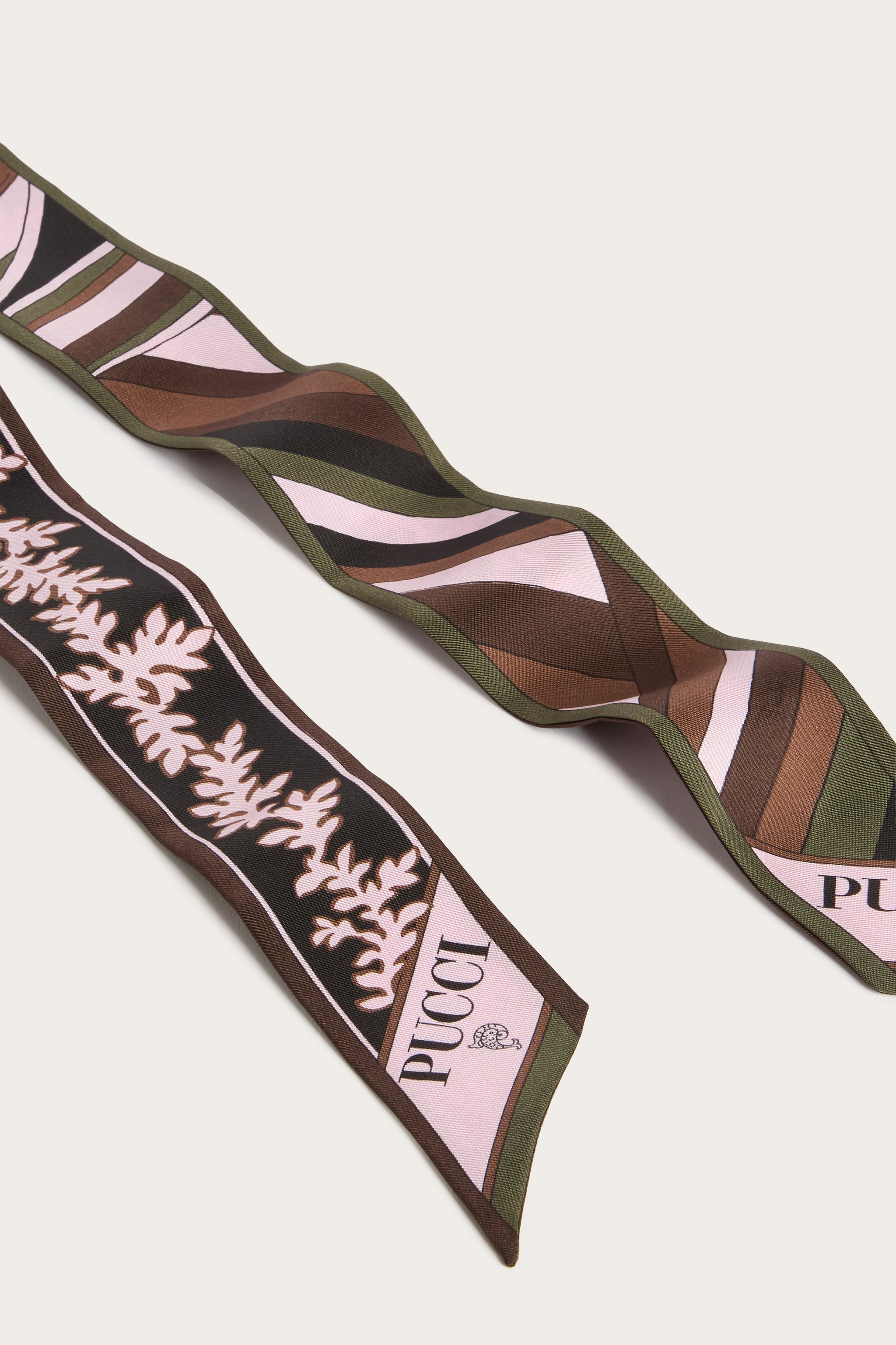 Emilio Pucci Mix foulard soie kaki rose OS