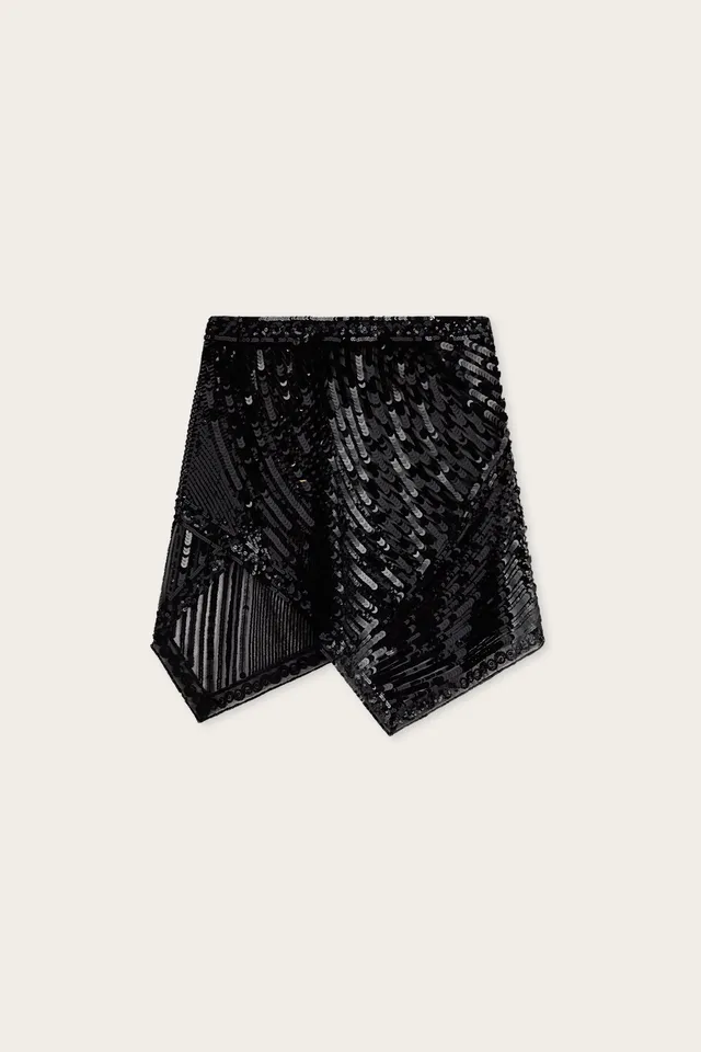 Emilio Pucci Iride jupe foulard tulle noir paillettes