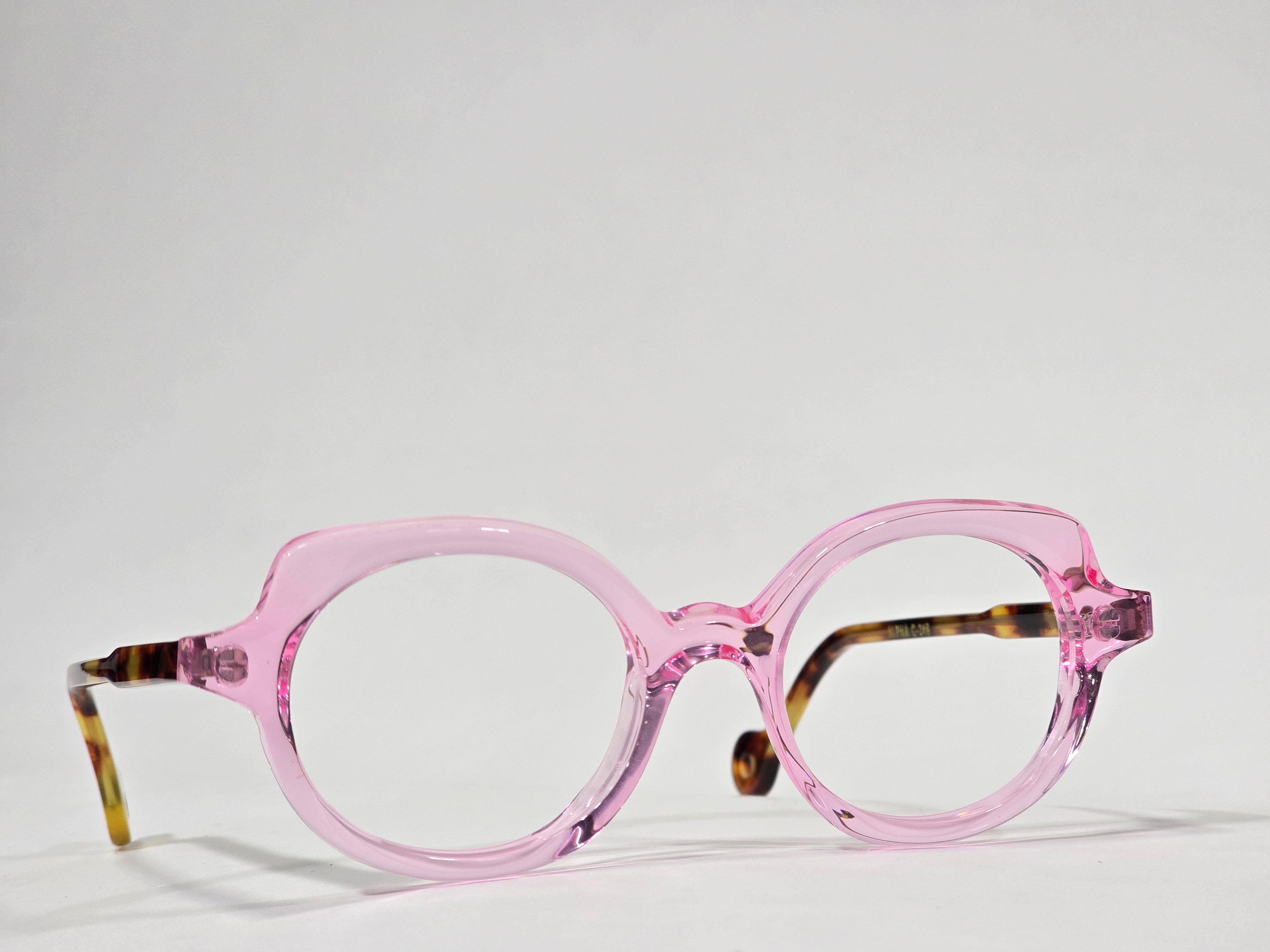 Xavier Derome Alpha C248 monture ronde rose translucide