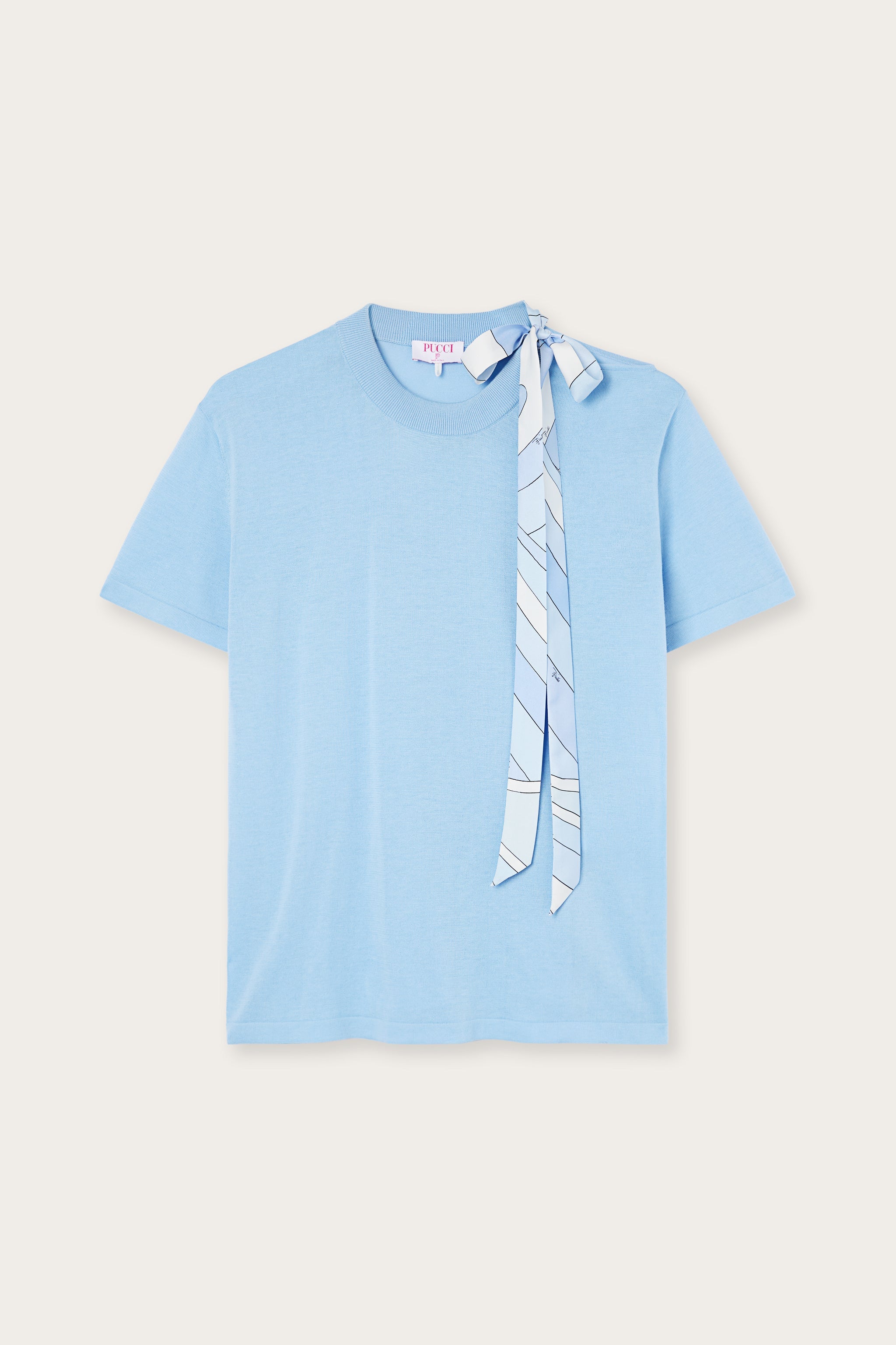 Emilio Pucci T-Shirts T-shirt Foulard tee-shirt bleu clair coton