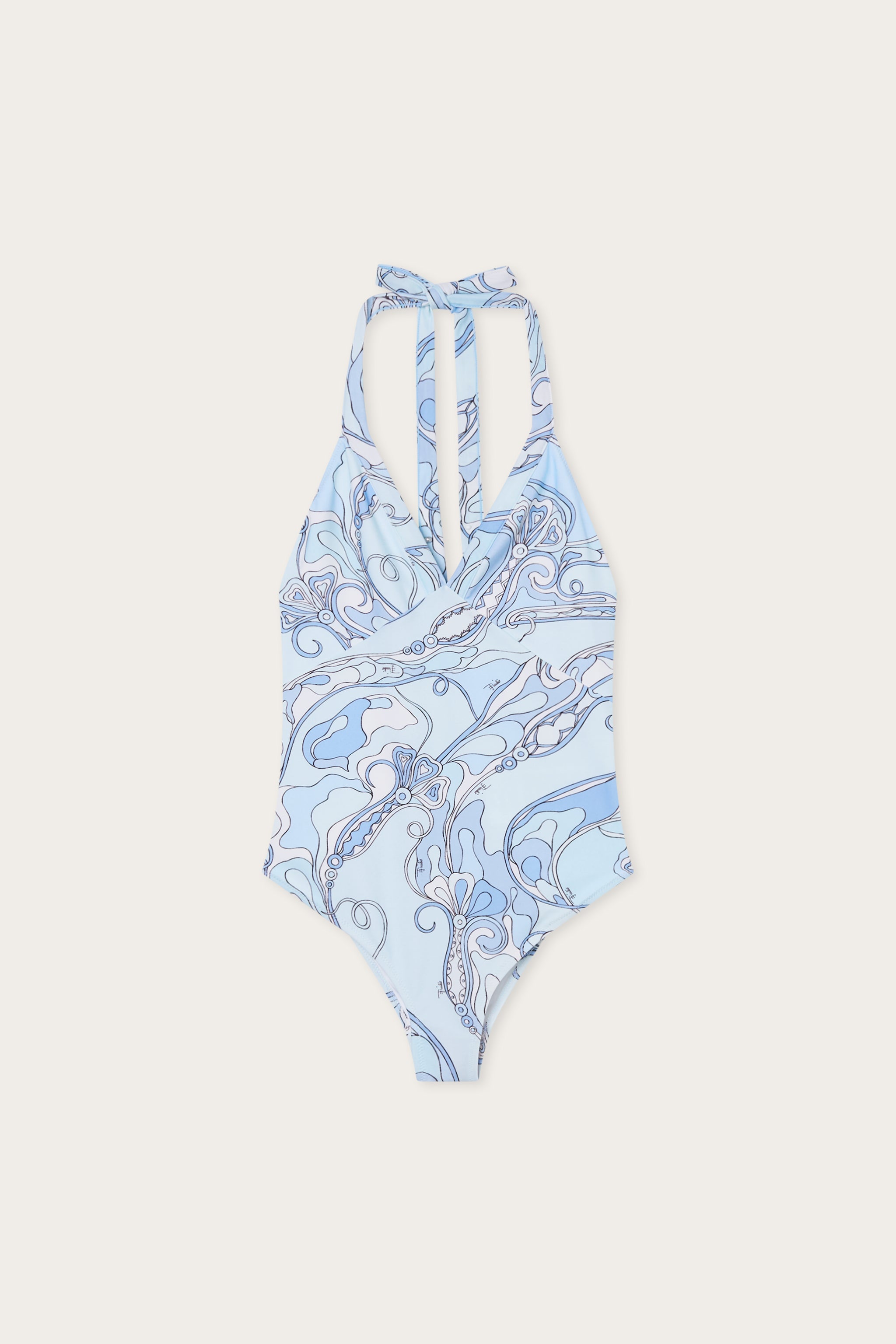 Emilio Pucci Orchidee maillot 1 pièce bleu clair lycra