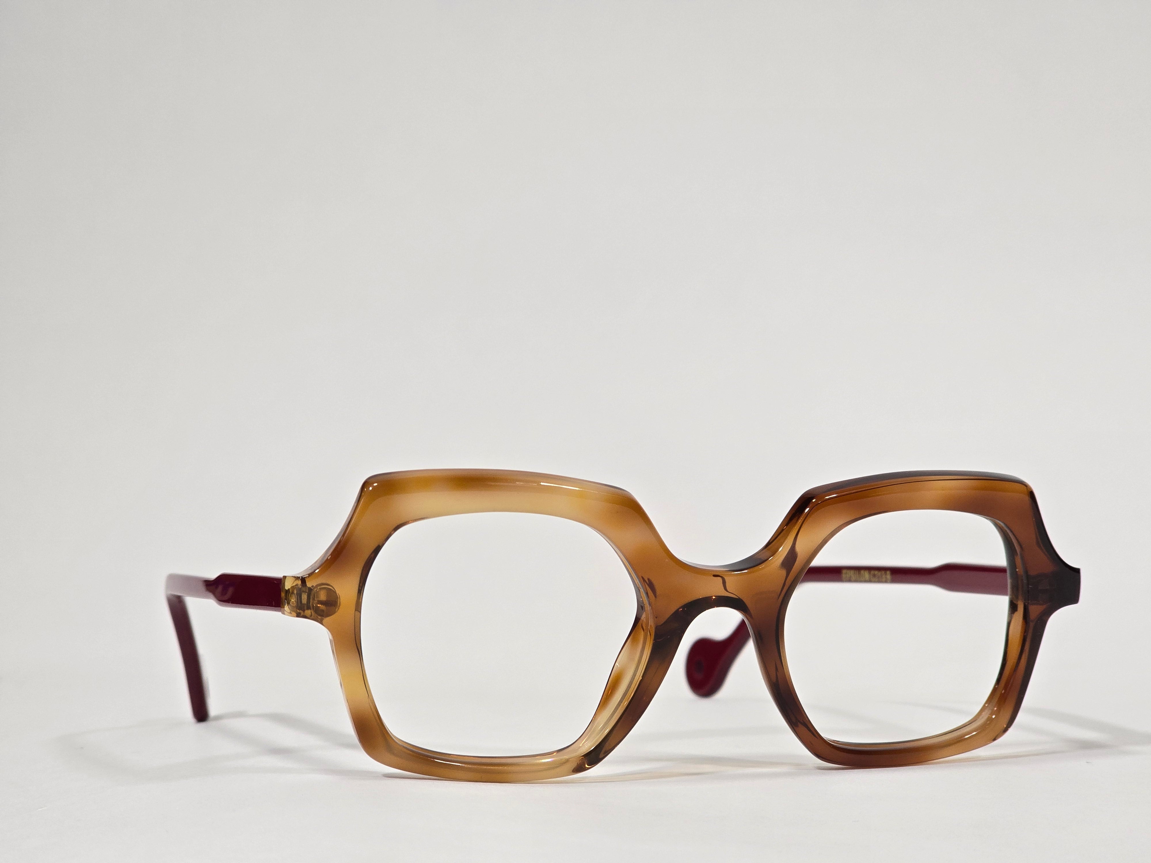 Xavier Derome Epsilon C213 lunettes de vue miel bordeaux acétate
