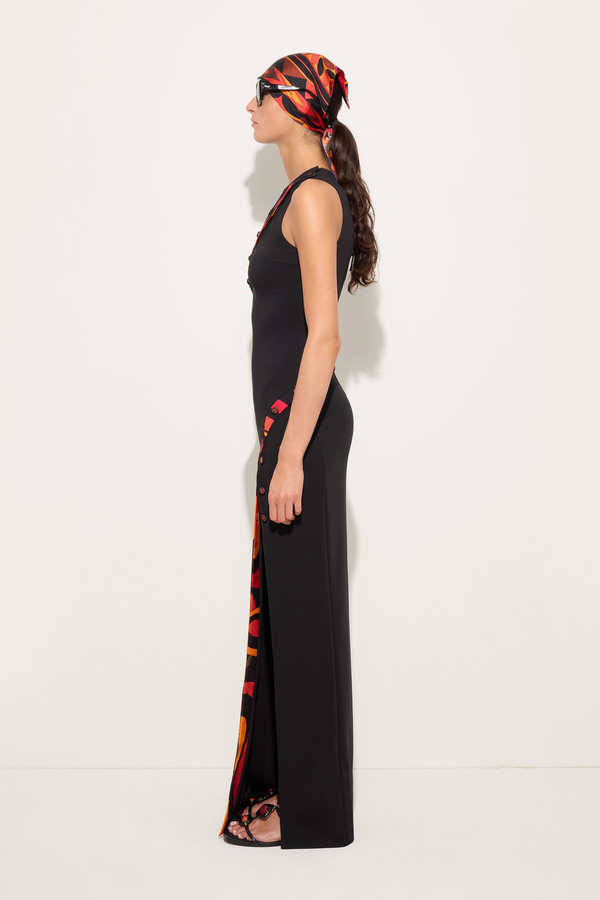Emilio Pucci robe longue noire cady fente